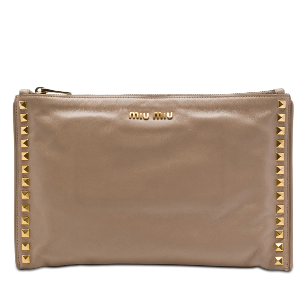 Miu Miu Studded Leather Zip Clutch