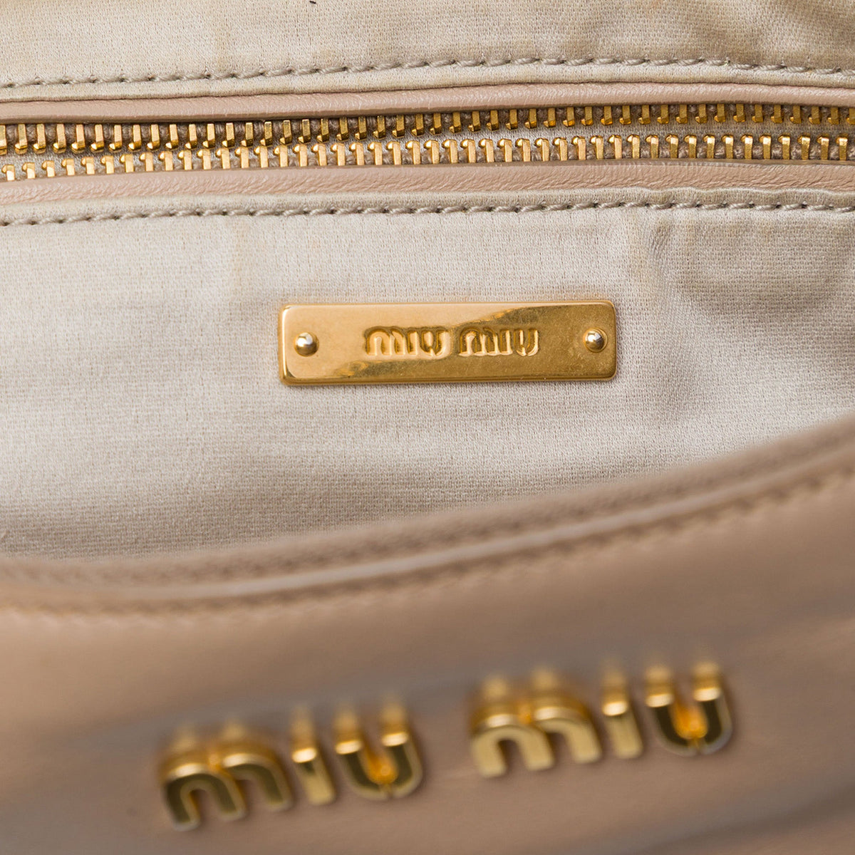 Miu Miu Studded Leather Zip Clutch