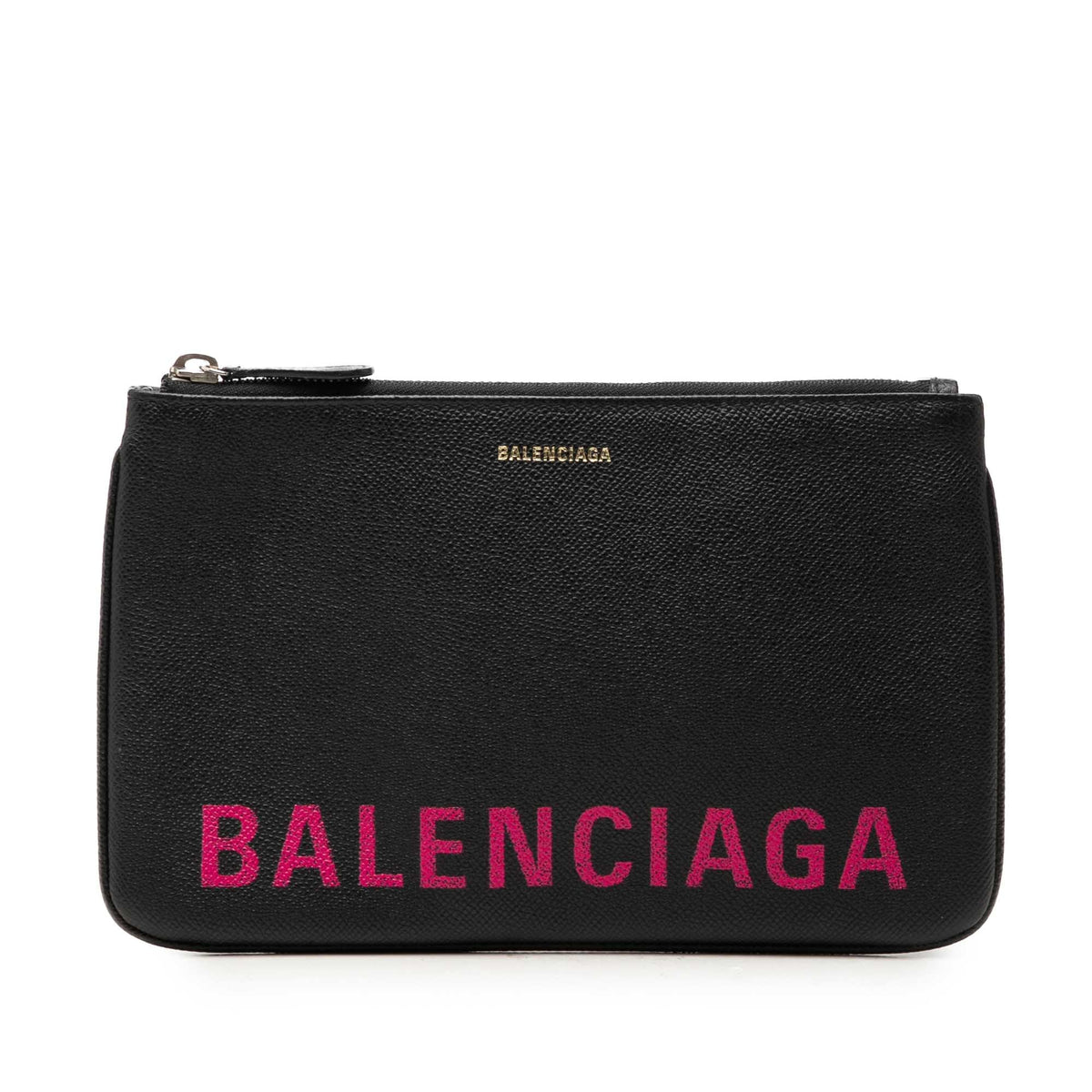 Balenciaga Leather Ville Logo Clutch M