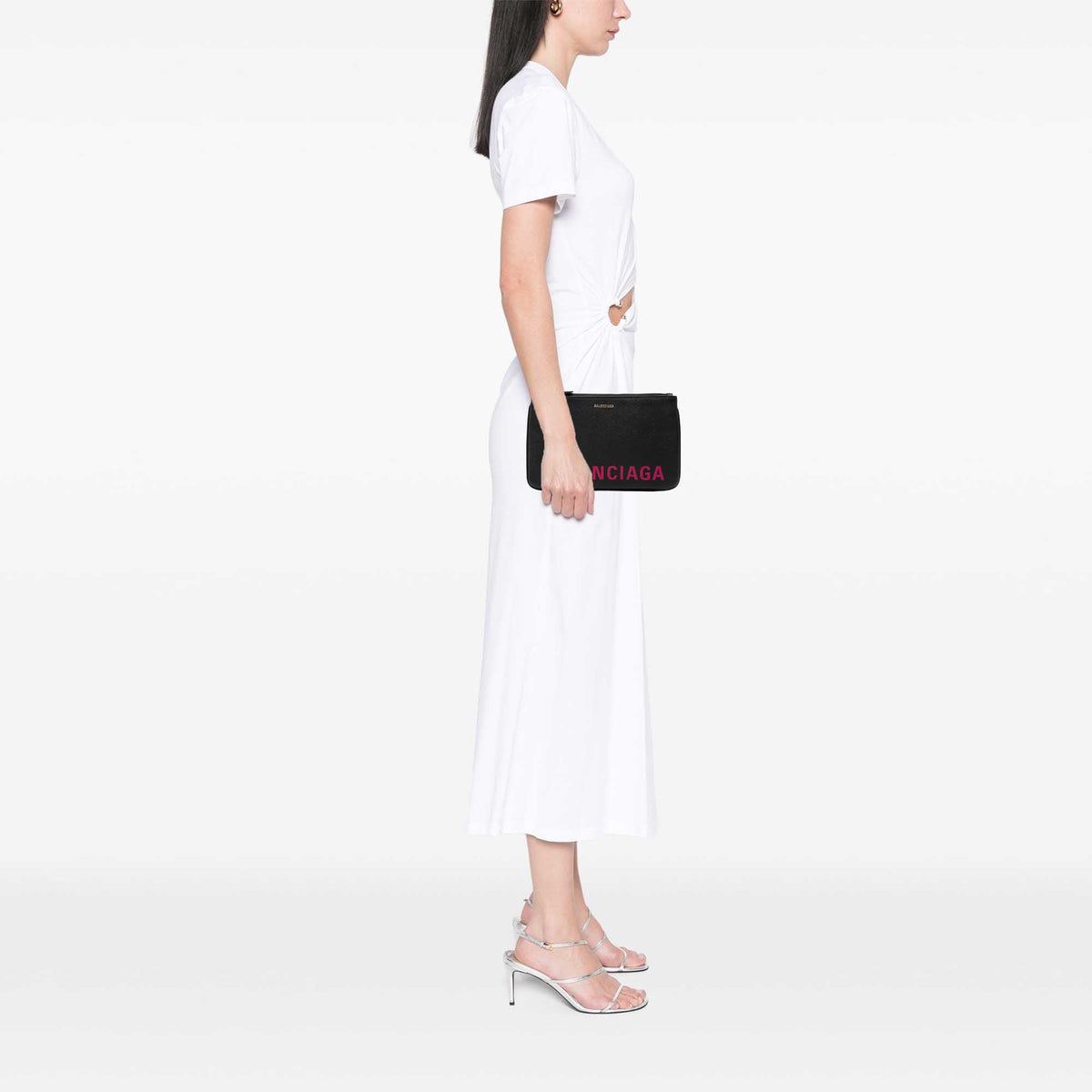 Balenciaga Leather Ville Logo Clutch M