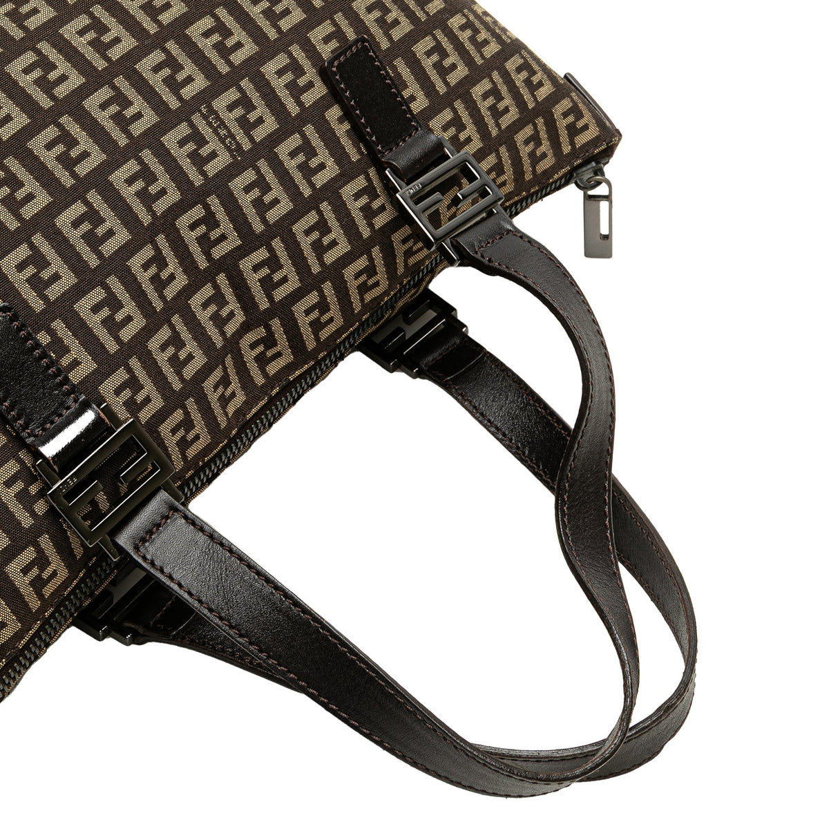 Fendi Zucchino Canvas Tote — Brown