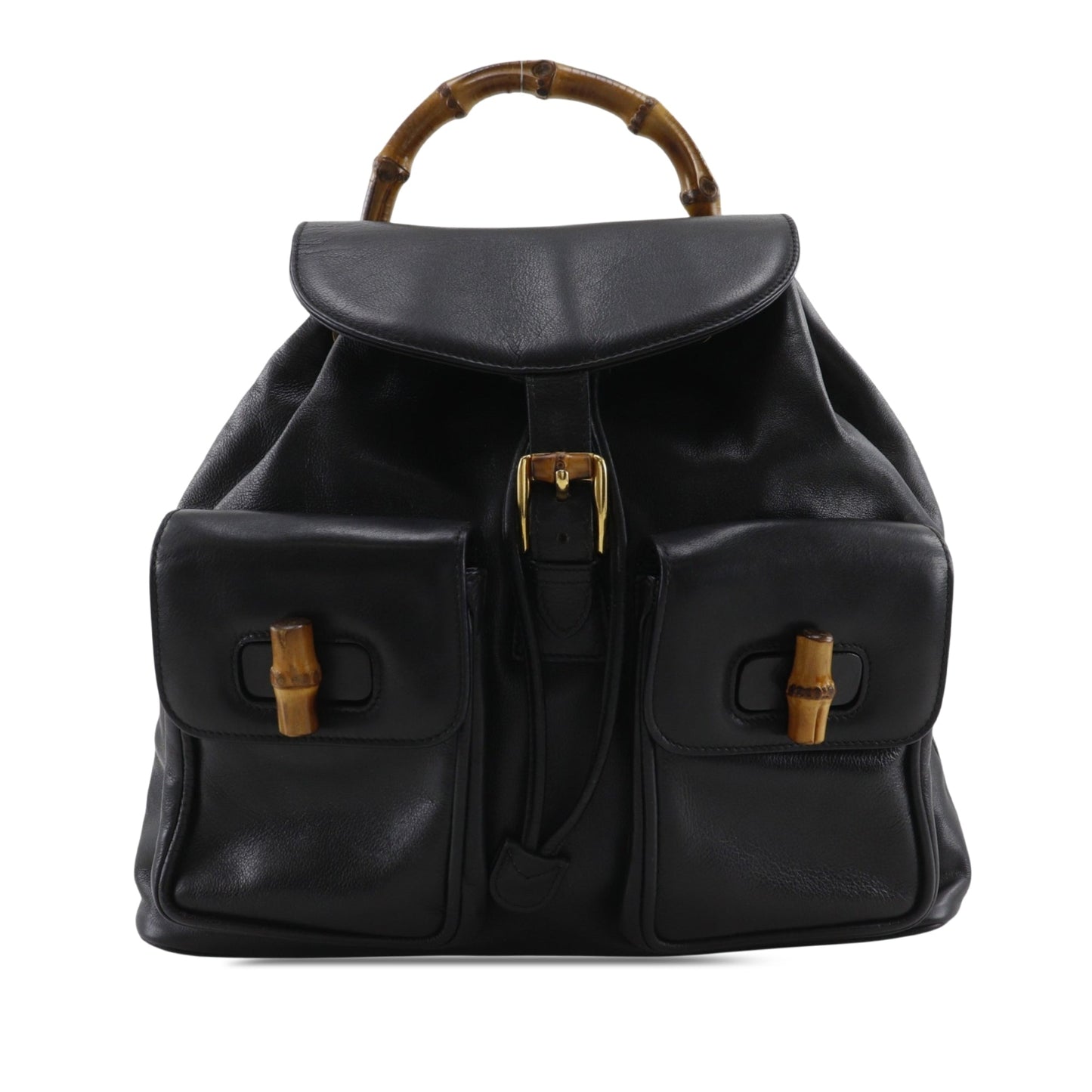 Gucci Calfskin Bamboo Drawstring Backpack