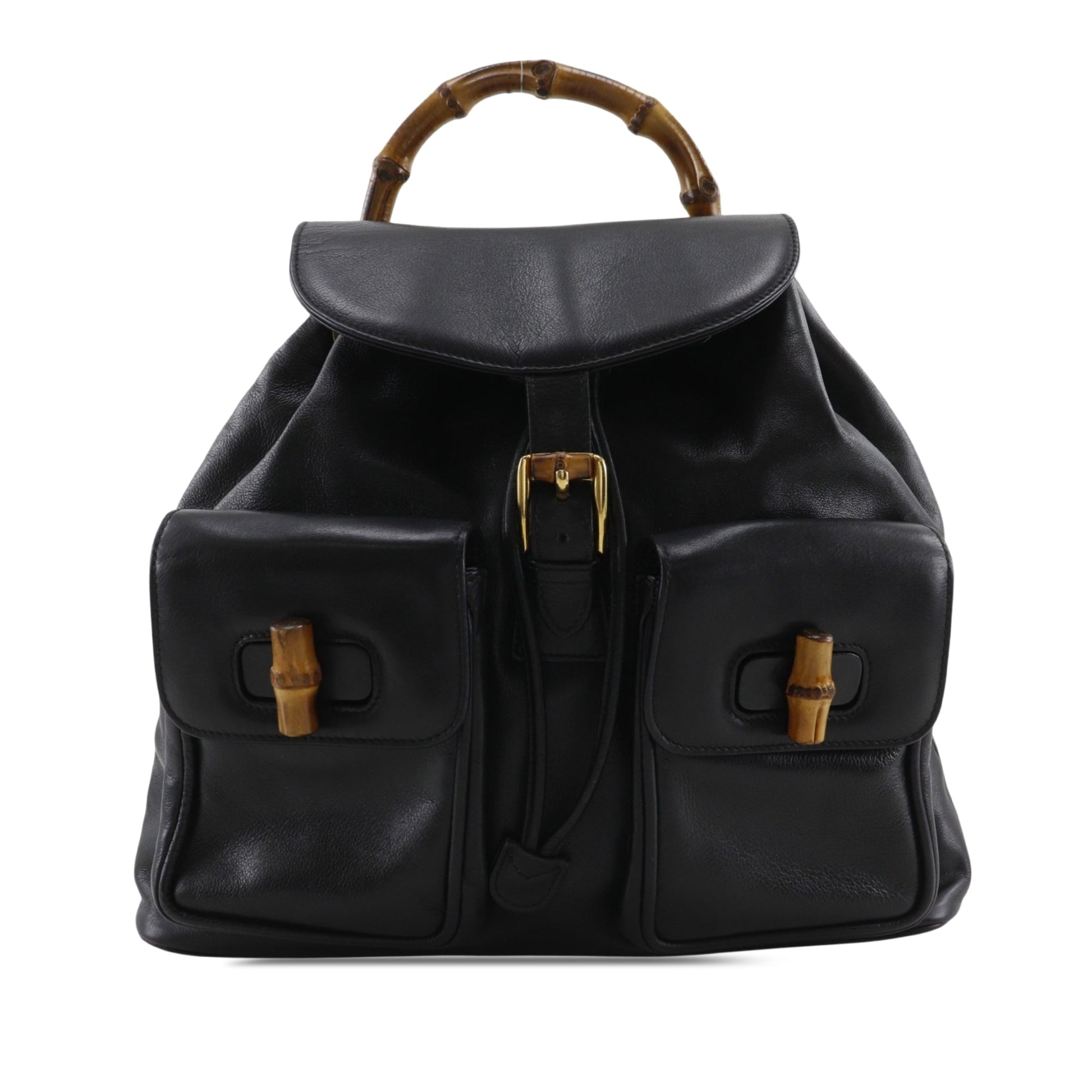 Gucci Calfskin Bamboo Drawstring Backpack