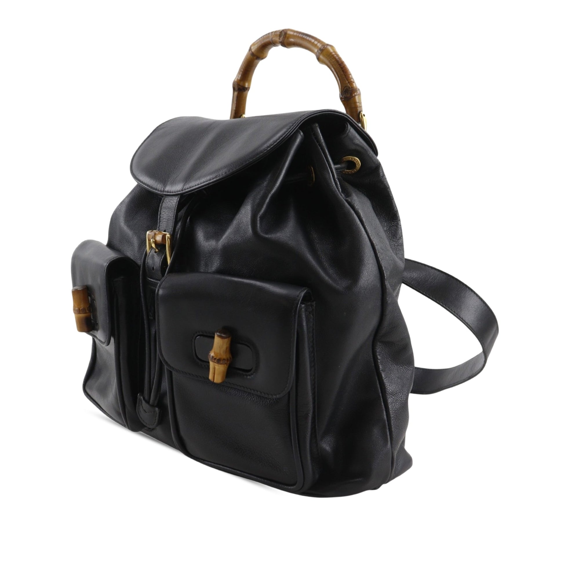 Gucci Calfskin Bamboo Drawstring Backpack