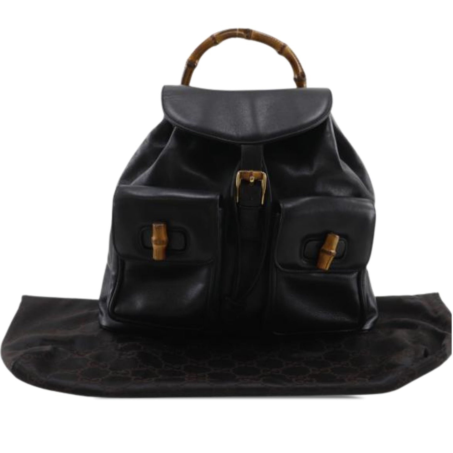 Gucci Calfskin Bamboo Drawstring Backpack