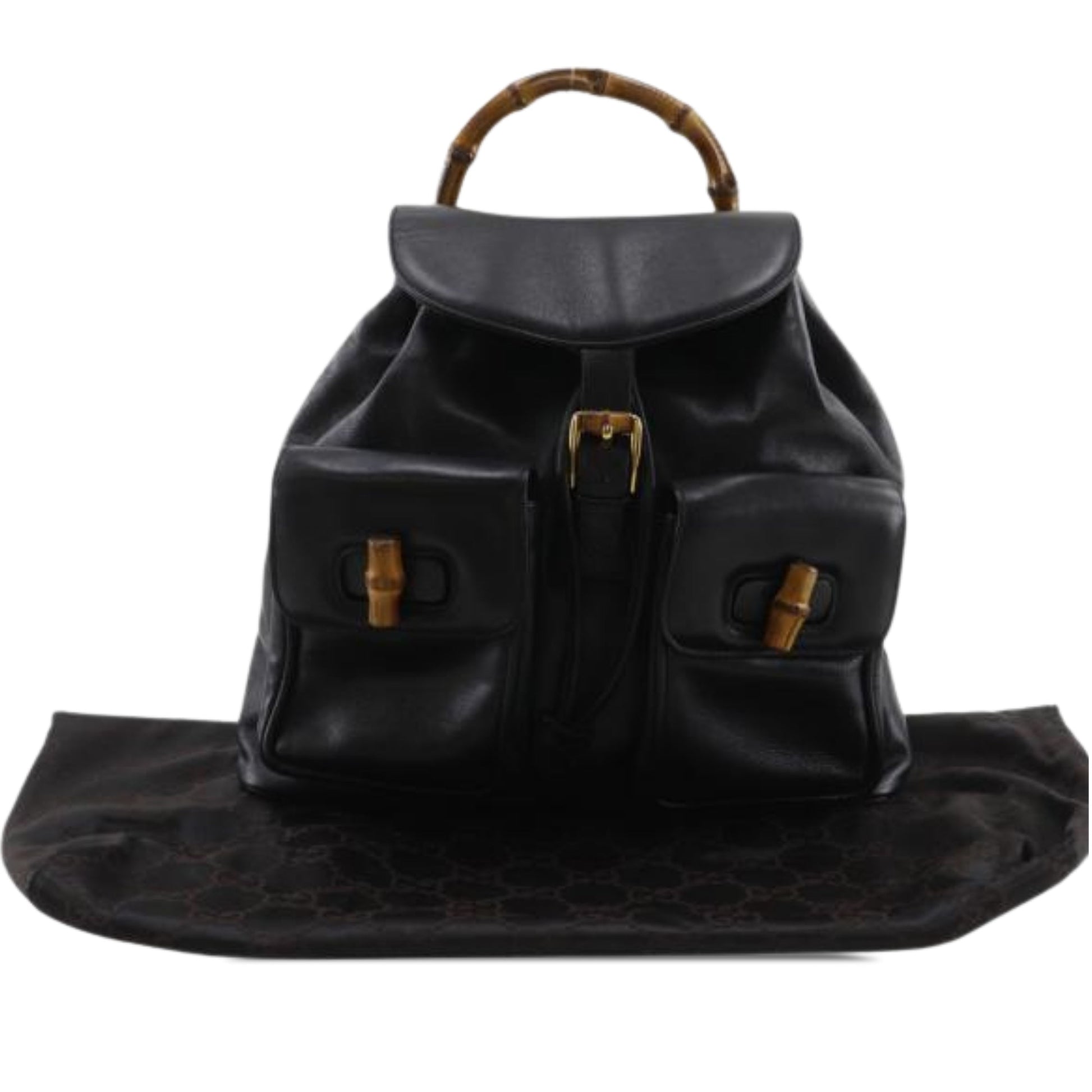 Gucci Calfskin Bamboo Drawstring Backpack