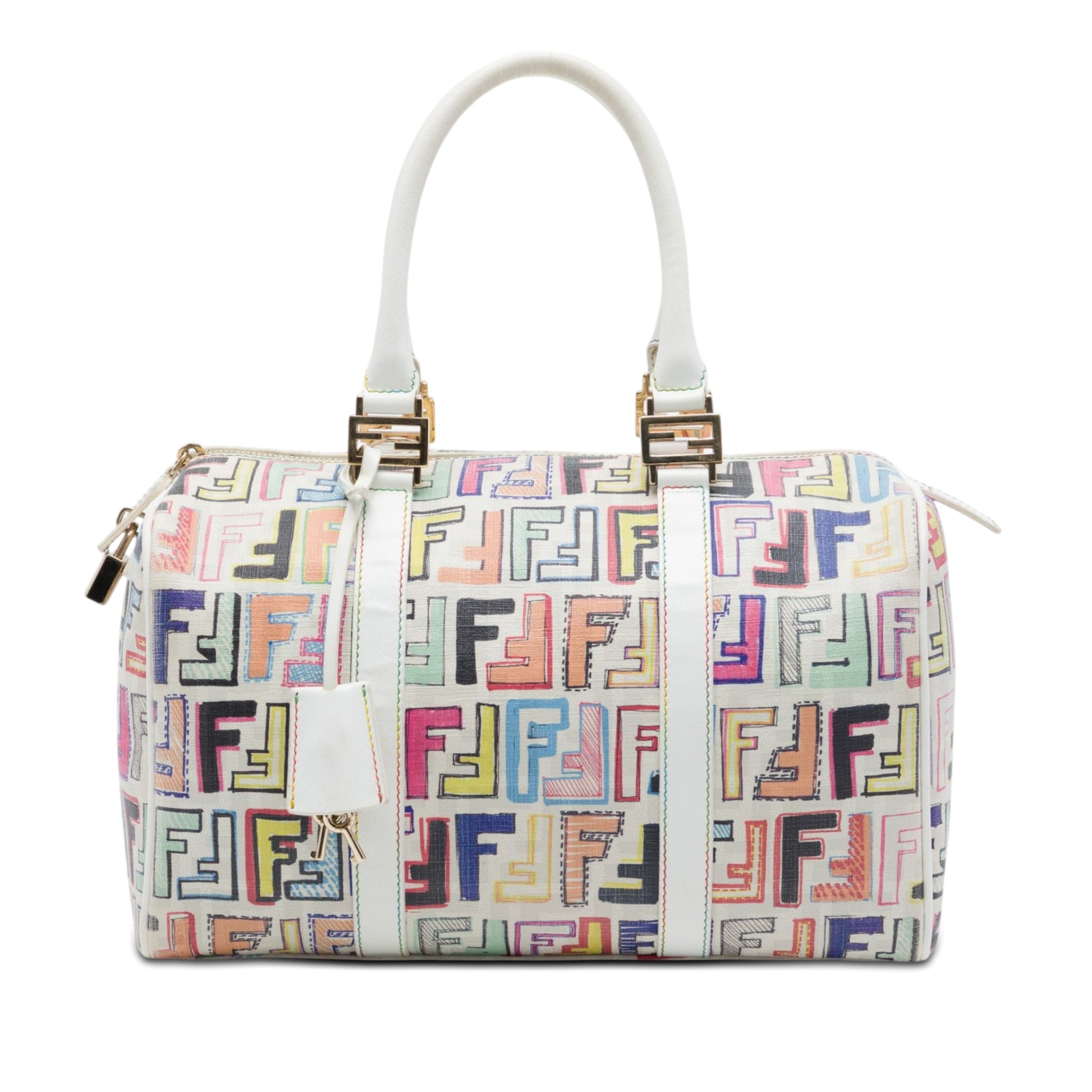 Fendi Multicolor Zucca Spalmati Forever Boston Bag