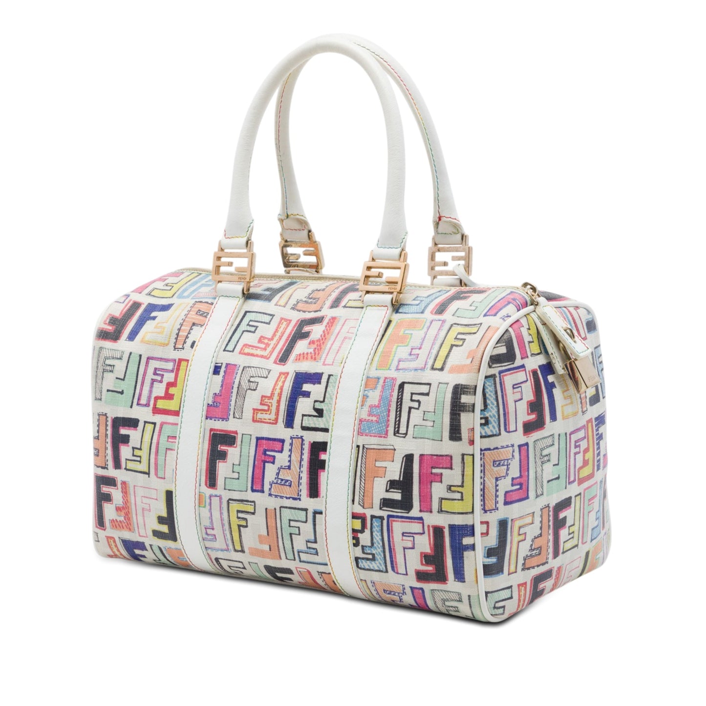 Fendi Multicolor Zucca Spalmati Forever Boston Bag