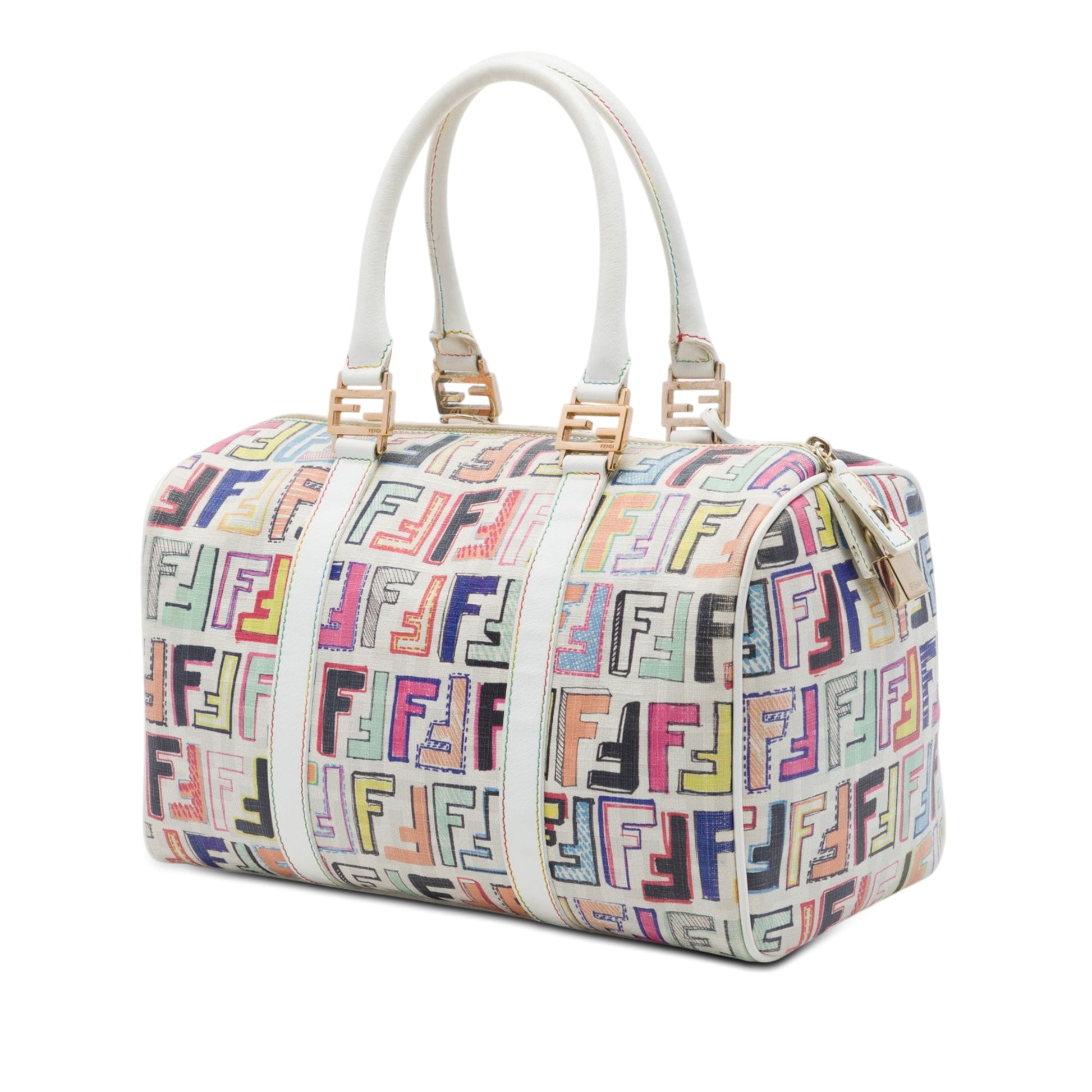 Fendi Multicolor Zucca Spalmati Forever Boston Bag