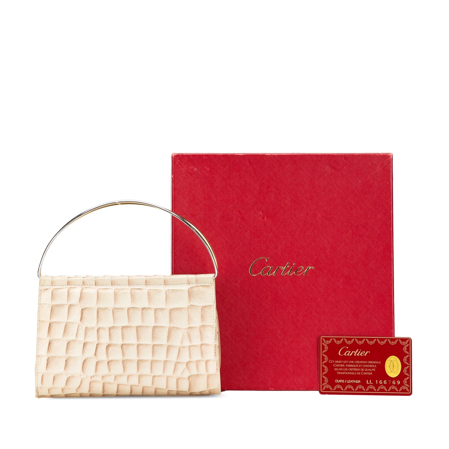 Cartier Croc Embossed Lambskin Handbag