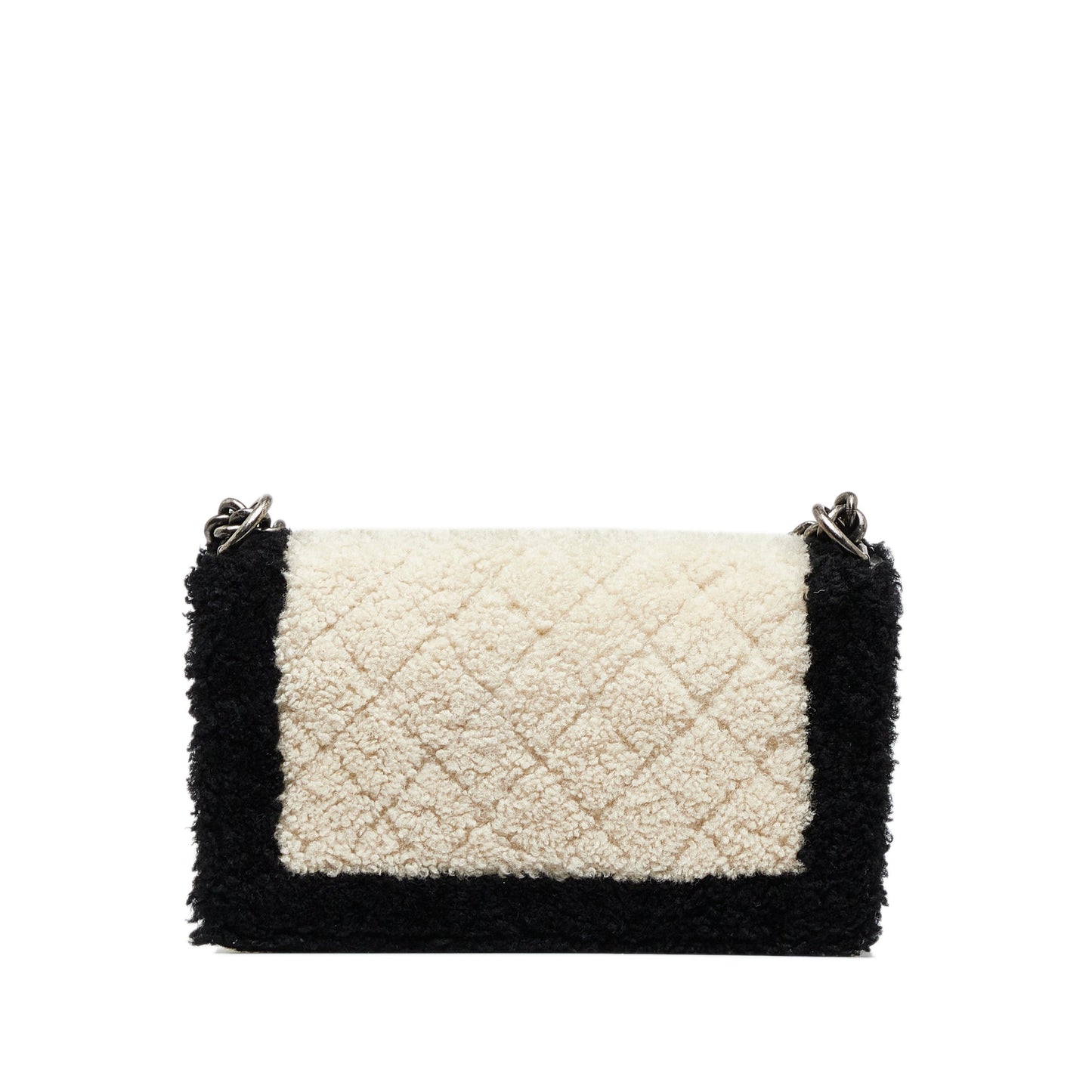 Chanel Old Medium Bicolor Shearling Boy Flap