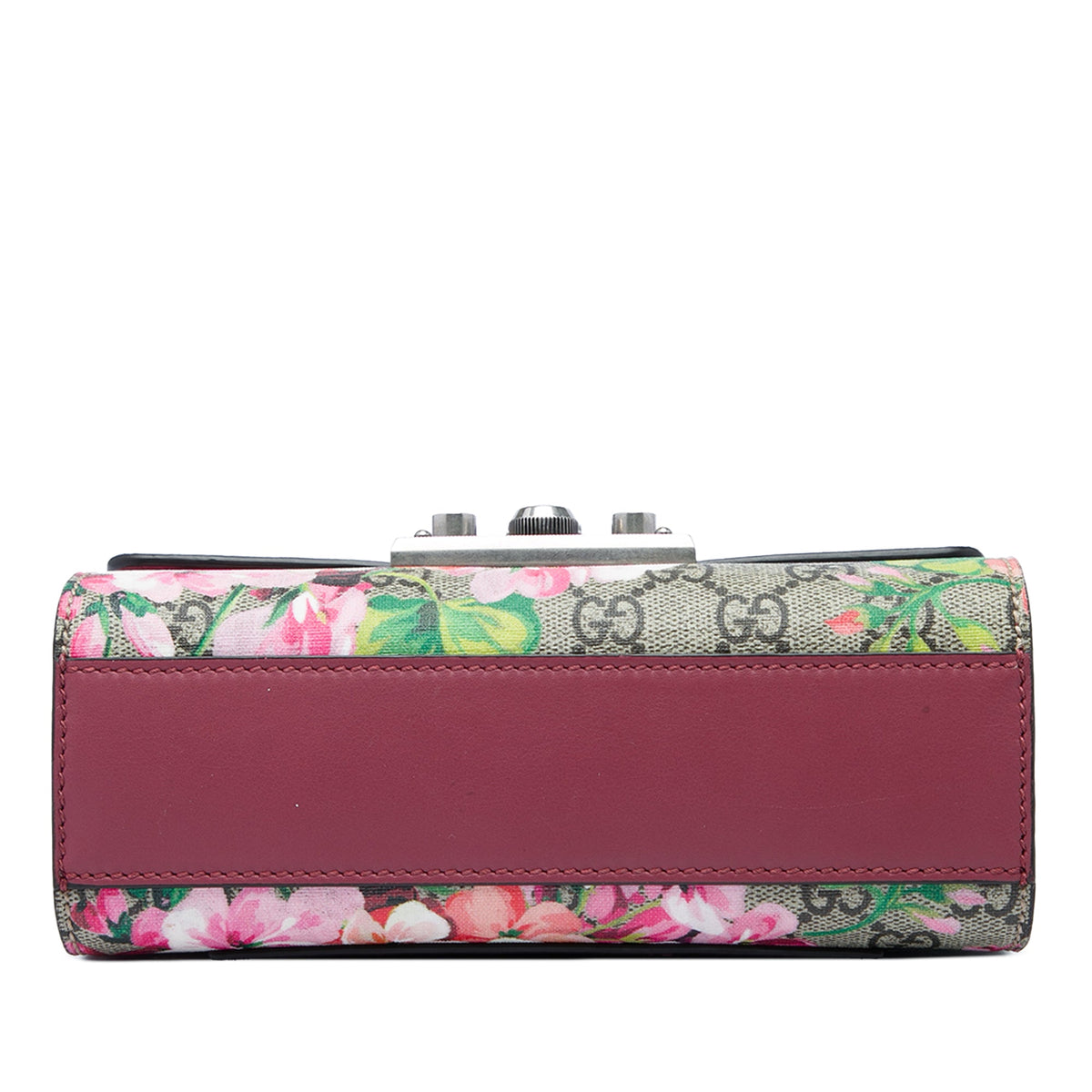 Gucci Small GG Supreme Blooms Padlock Crossbody — Beige