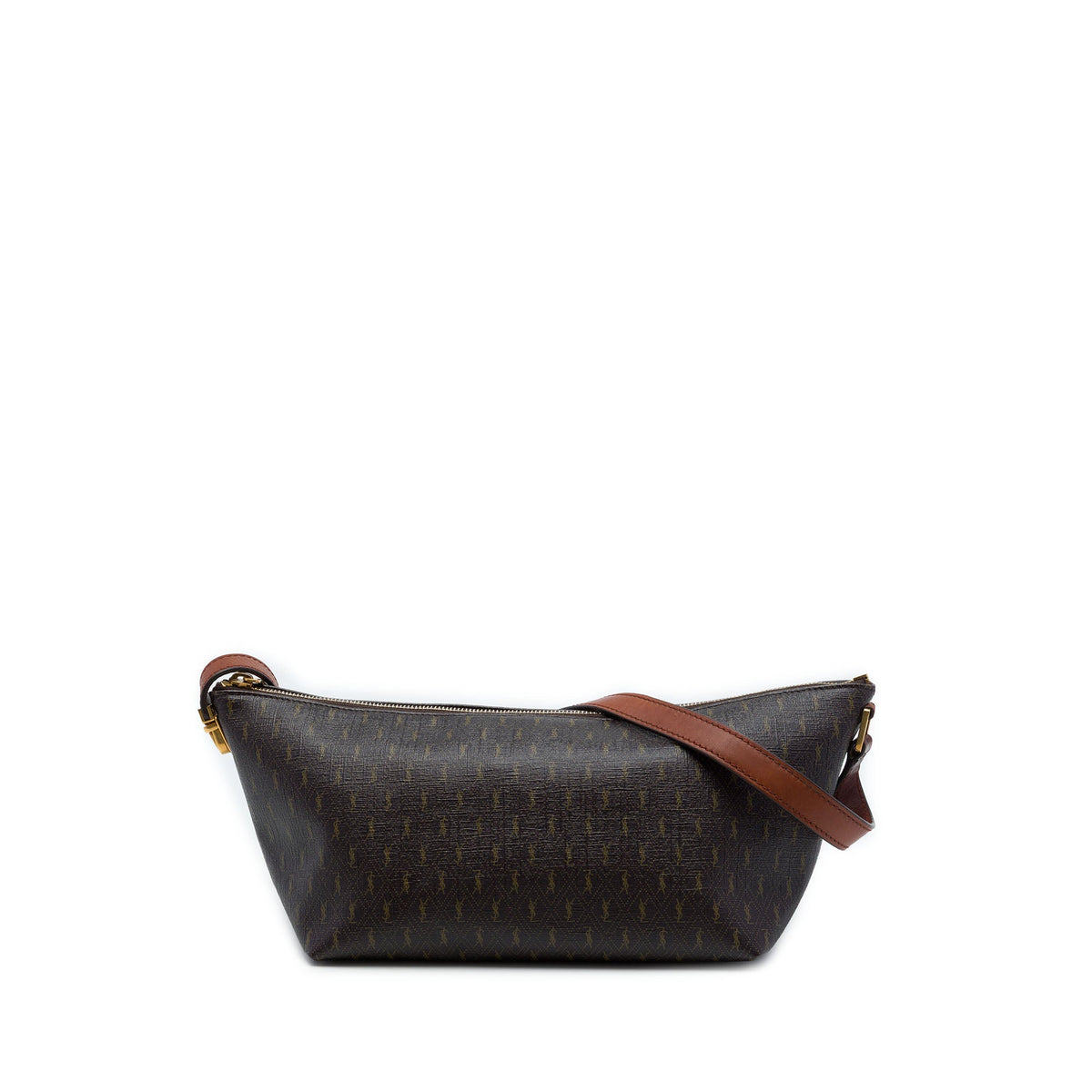 Saint Laurent Le Monogramme Coated Canvas Shoulder Bag — Brown