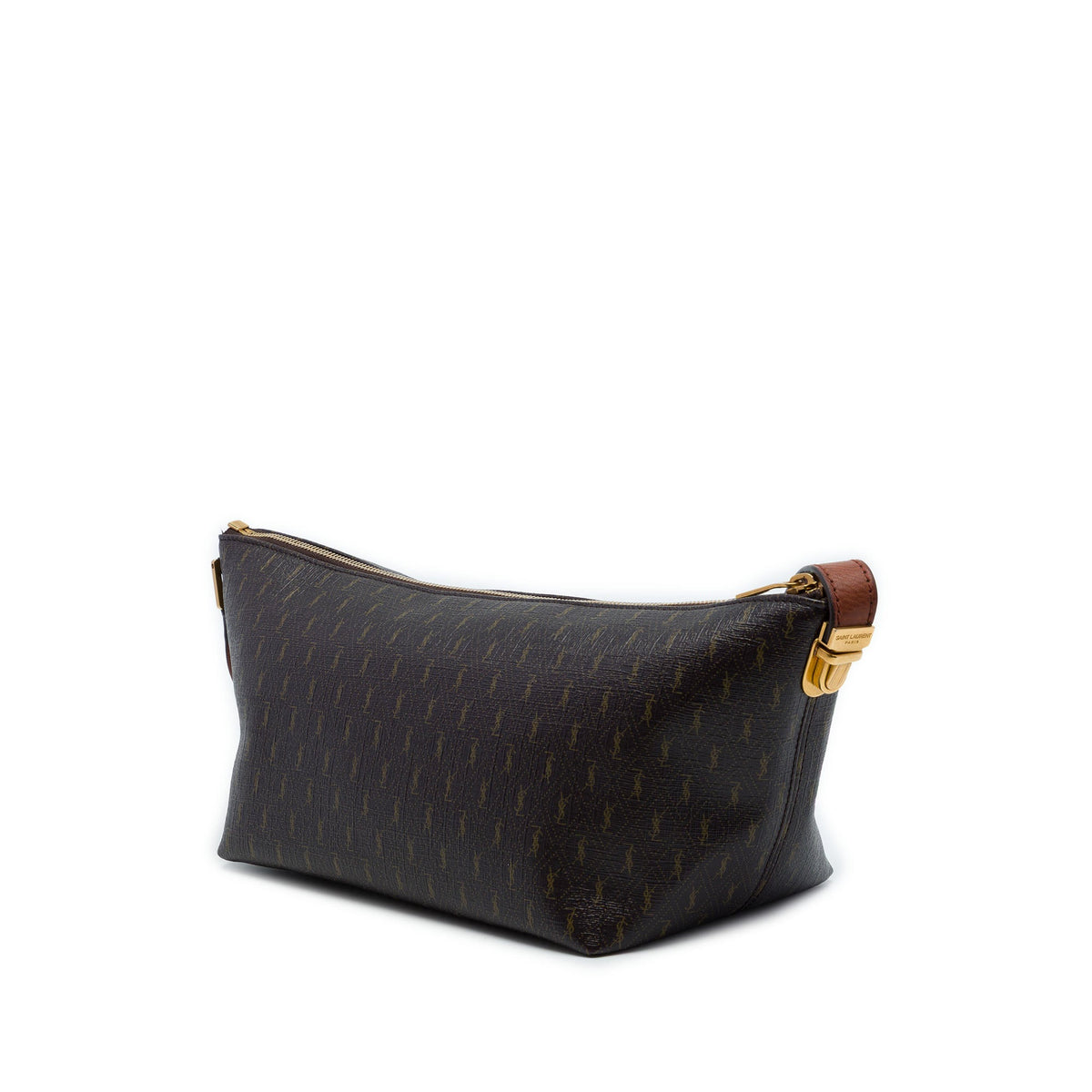 Saint Laurent Le Monogramme Coated Canvas Shoulder Bag — Brown