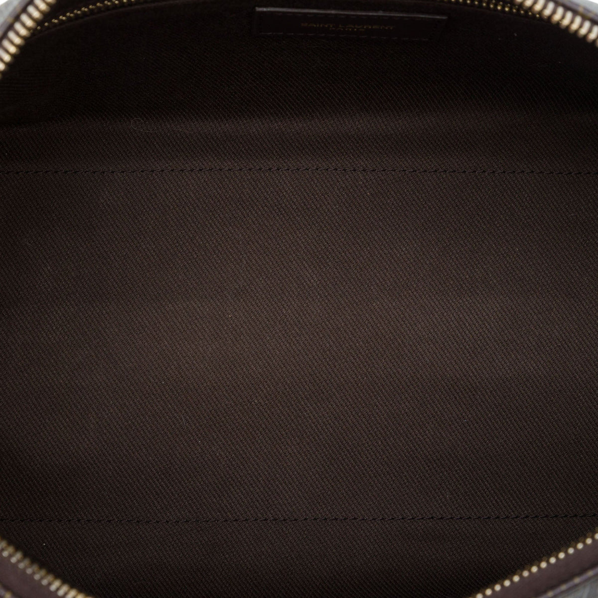 Saint Laurent Le Monogramme Coated Canvas Shoulder Bag — Brown