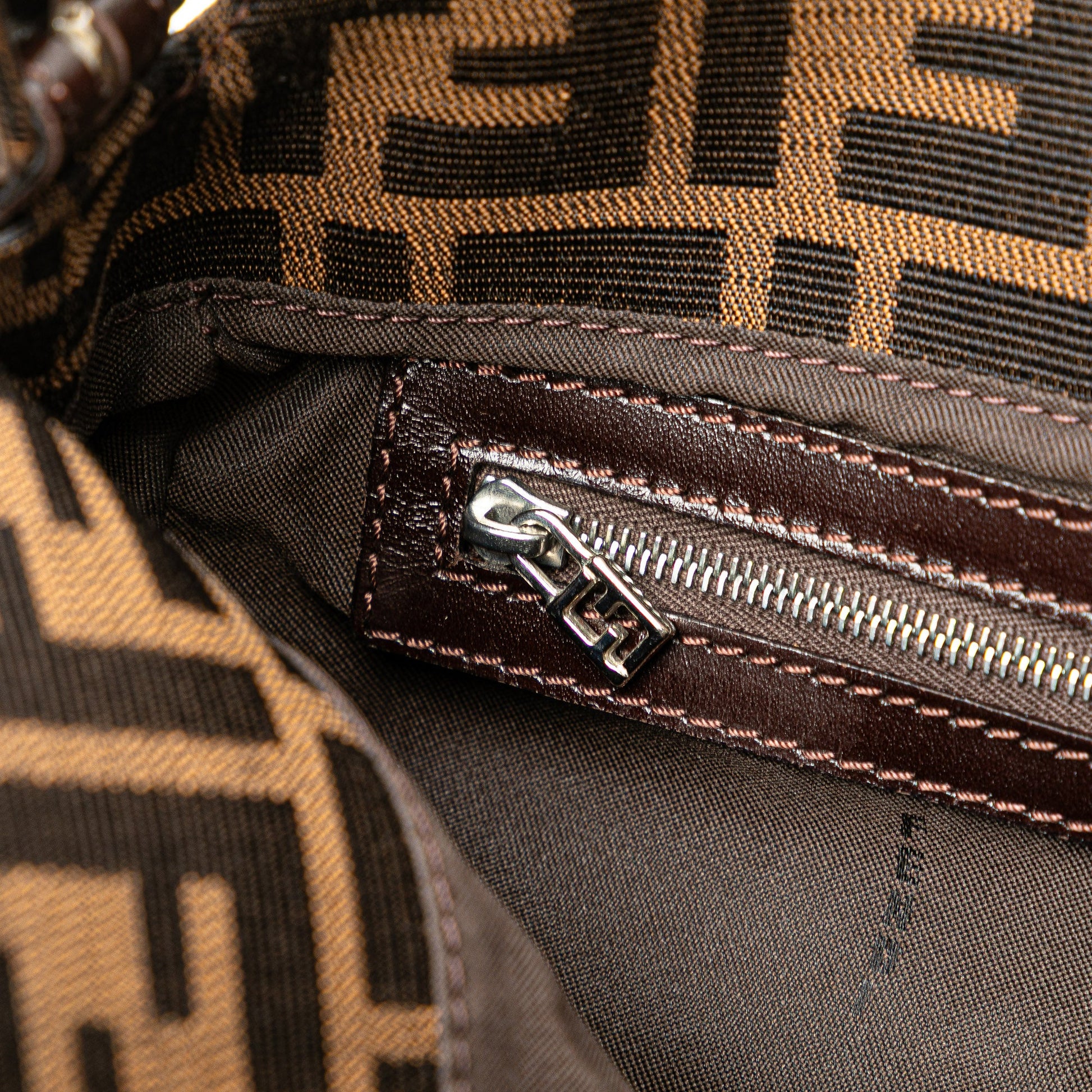 Fendi Zucca Canvas Double Flap Mamma