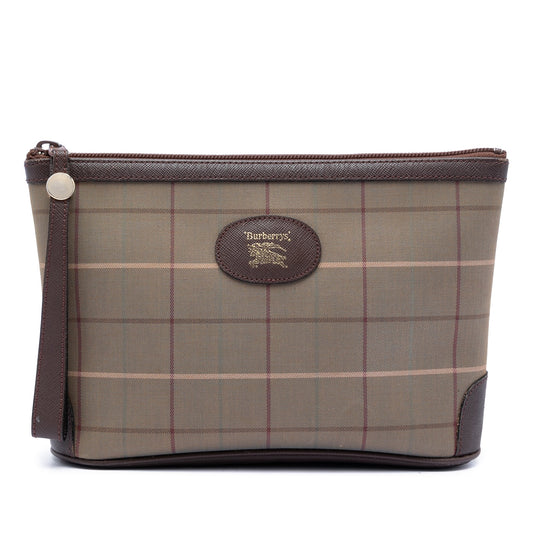 Burberry Vintage Check Canvas Wristlet Clutch