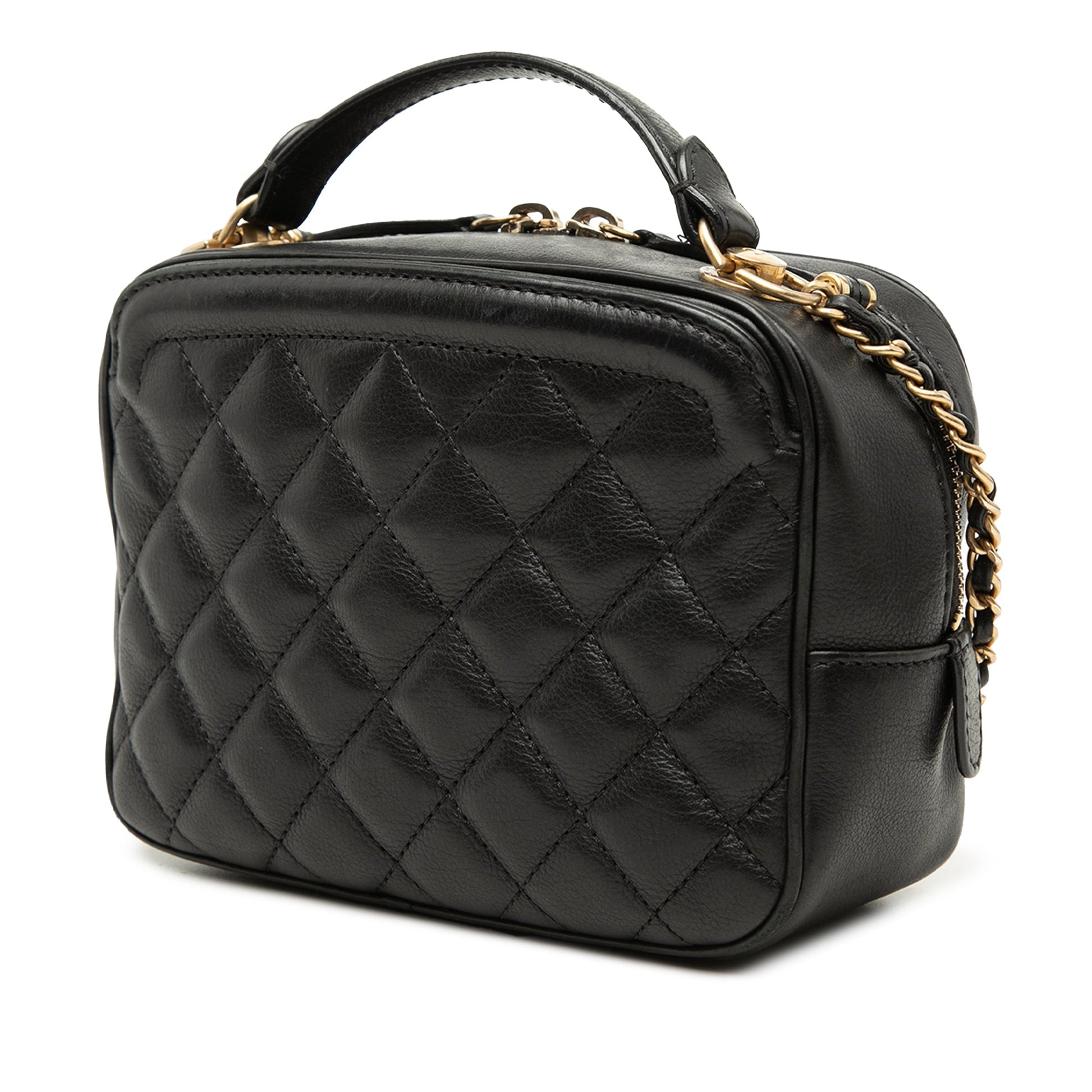 Chanel Small CC Quilted Lambskin Top Handle Vanity Case with Chain