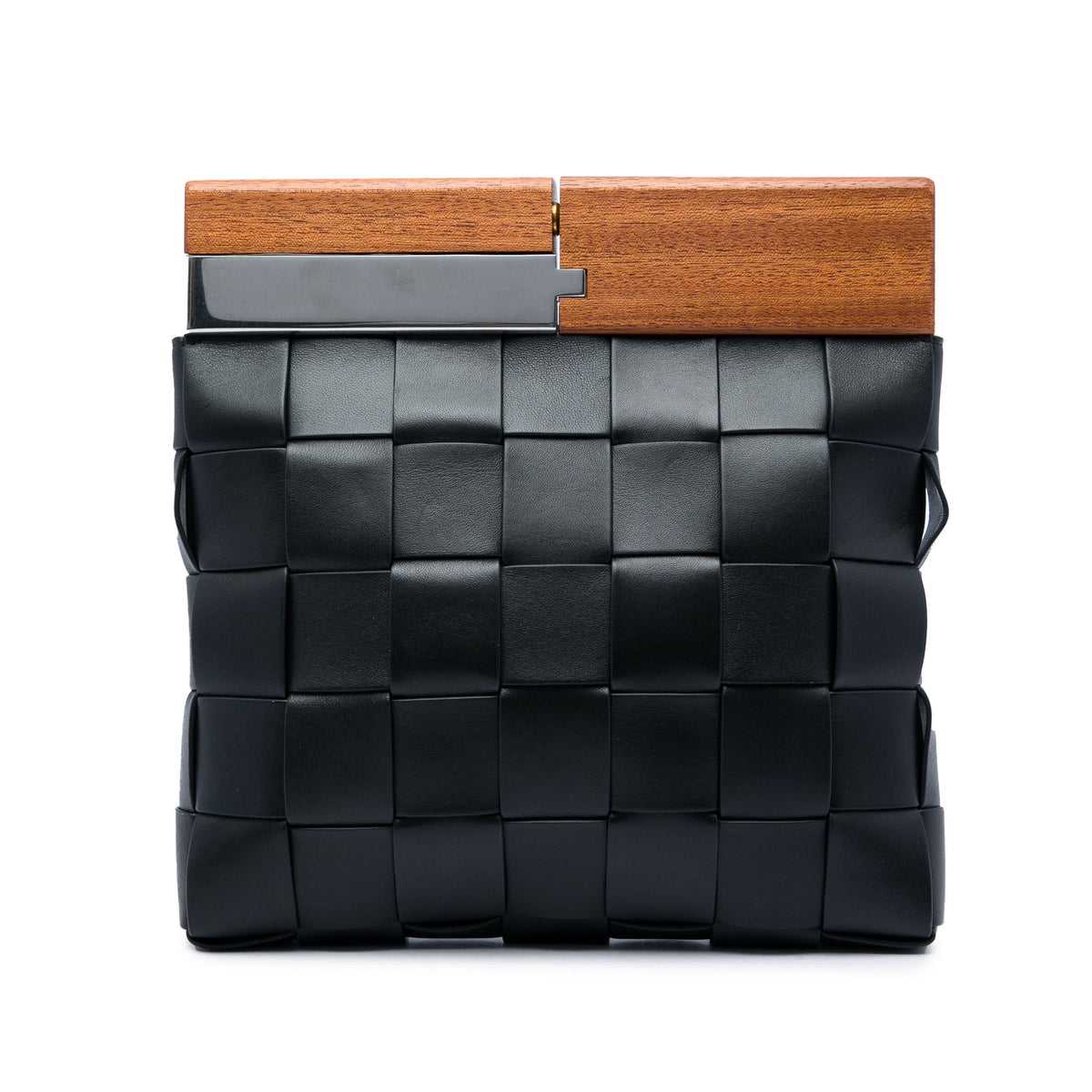 Bottega Veneta Lambskin Maxi Intrecciato The Snap Clutch