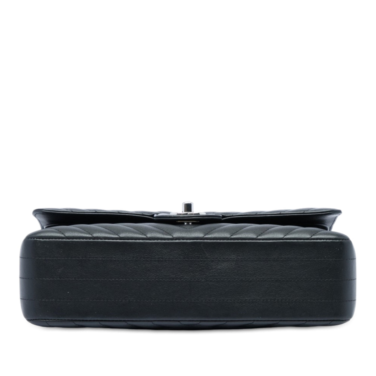 Chanel Medium Classic Chevron Lambskin Double Flap — Black