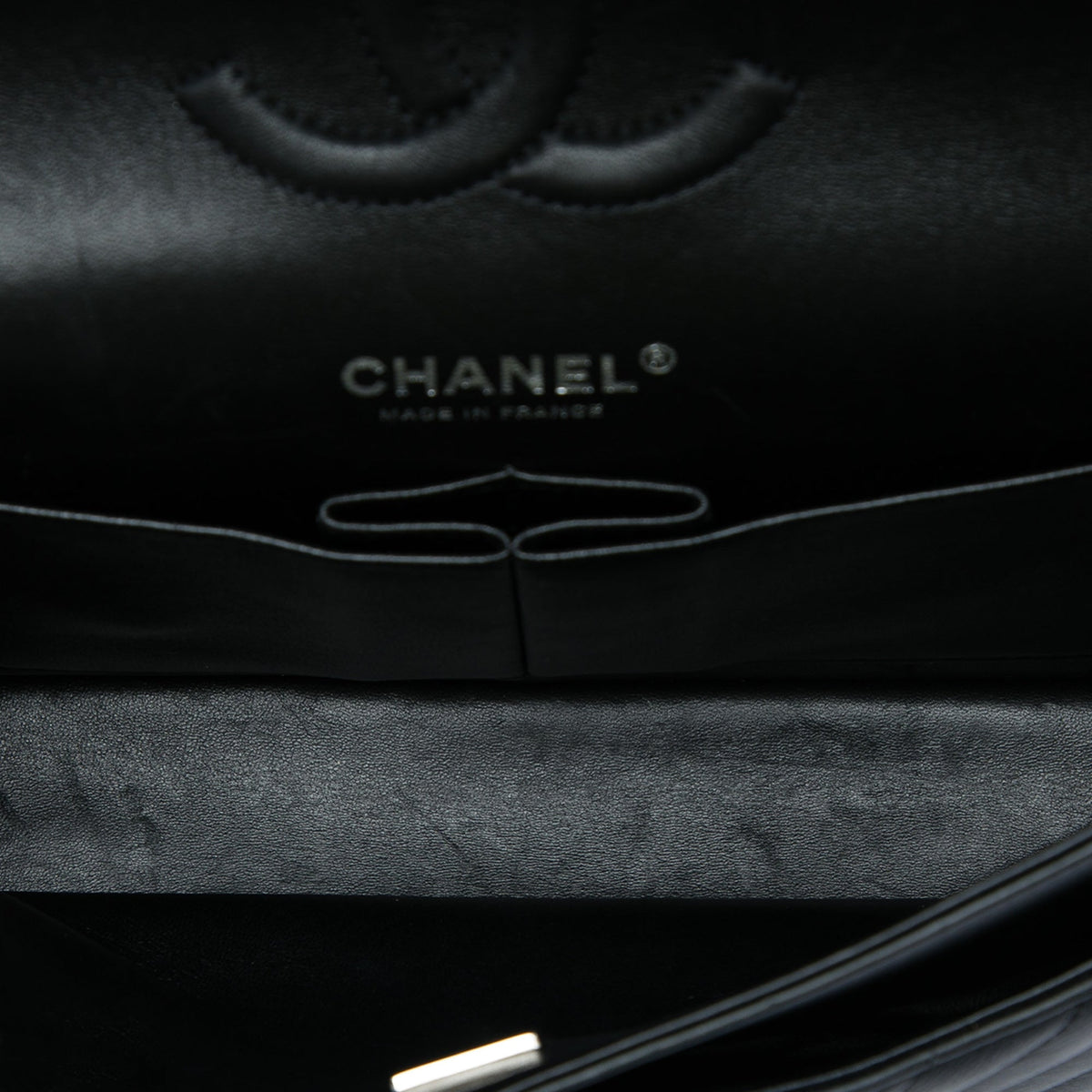 Chanel Medium Classic Chevron Lambskin Double Flap — Black