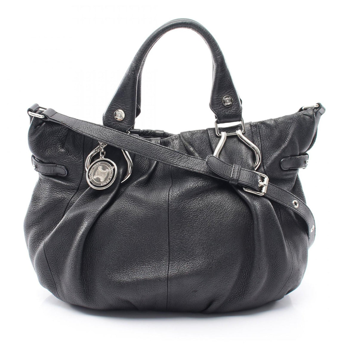 Celine Leather Pillow Satchel — Black
