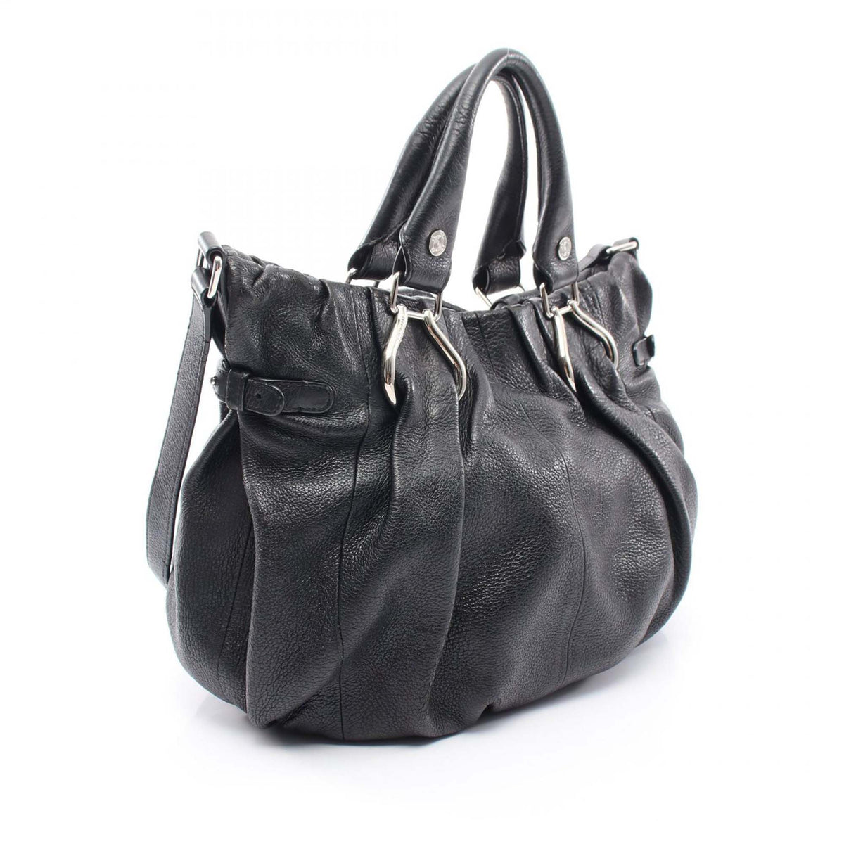 Celine Leather Pillow Satchel — Black