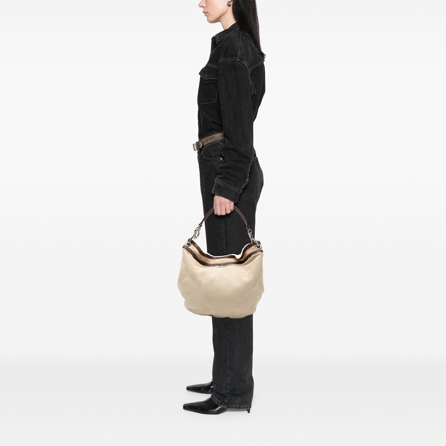 LOEWE Leather Trimmed Suede Hobo
