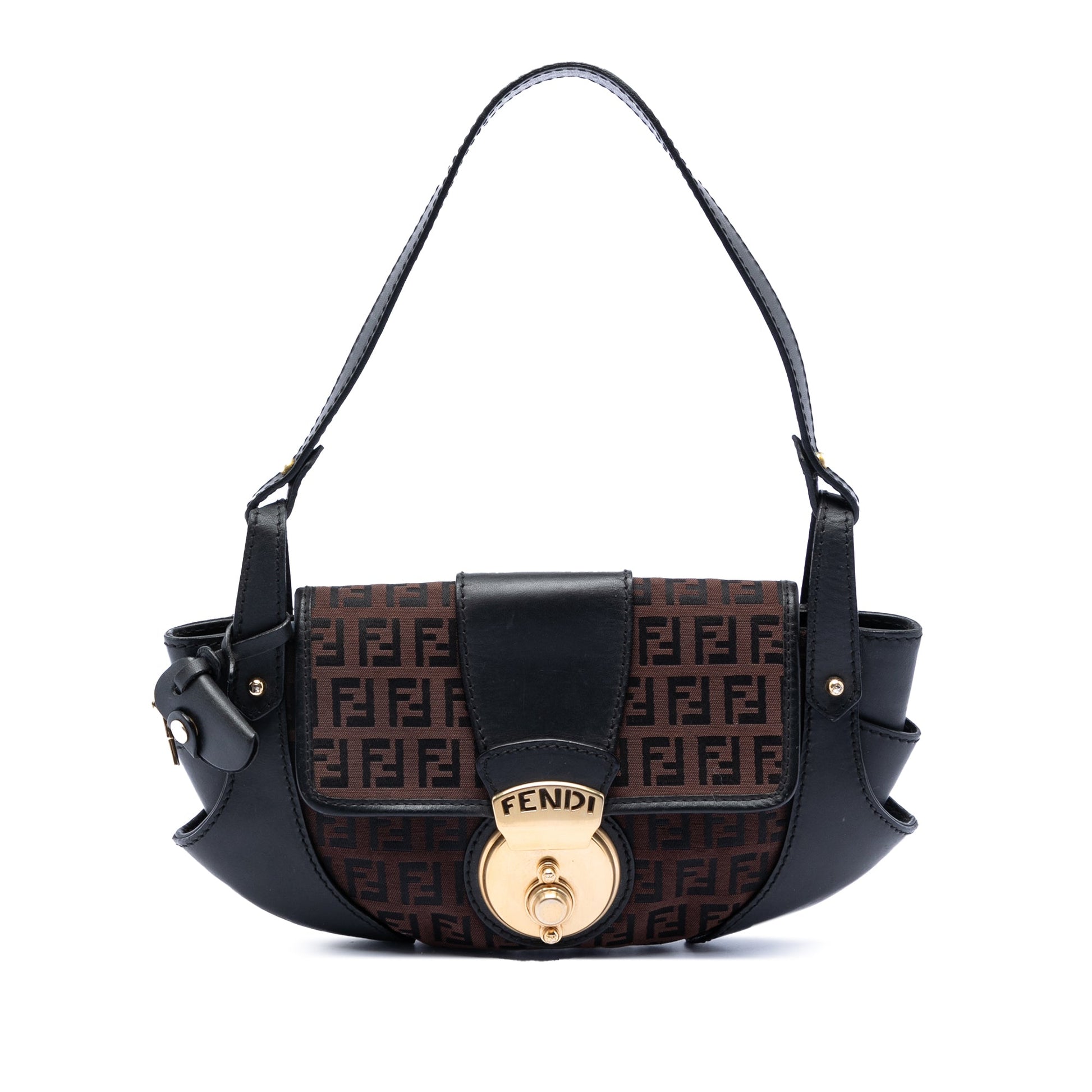 Fendi Zucchino Canvas Compilation Shoulder Bag