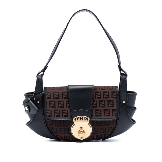 Fendi Zucchino Canvas Compilation Shoulder Bag