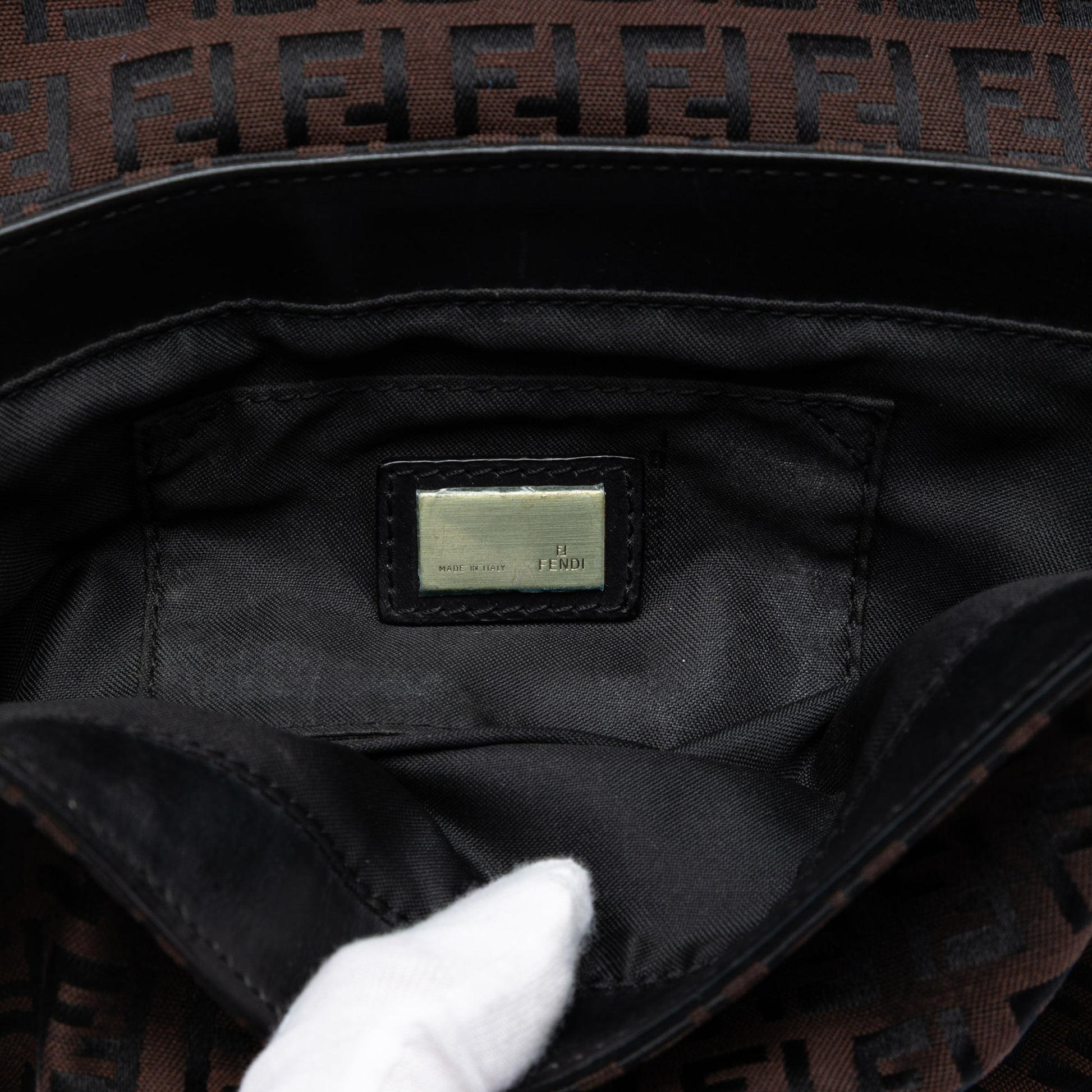 Fendi Zucchino Canvas Compilation Shoulder Bag