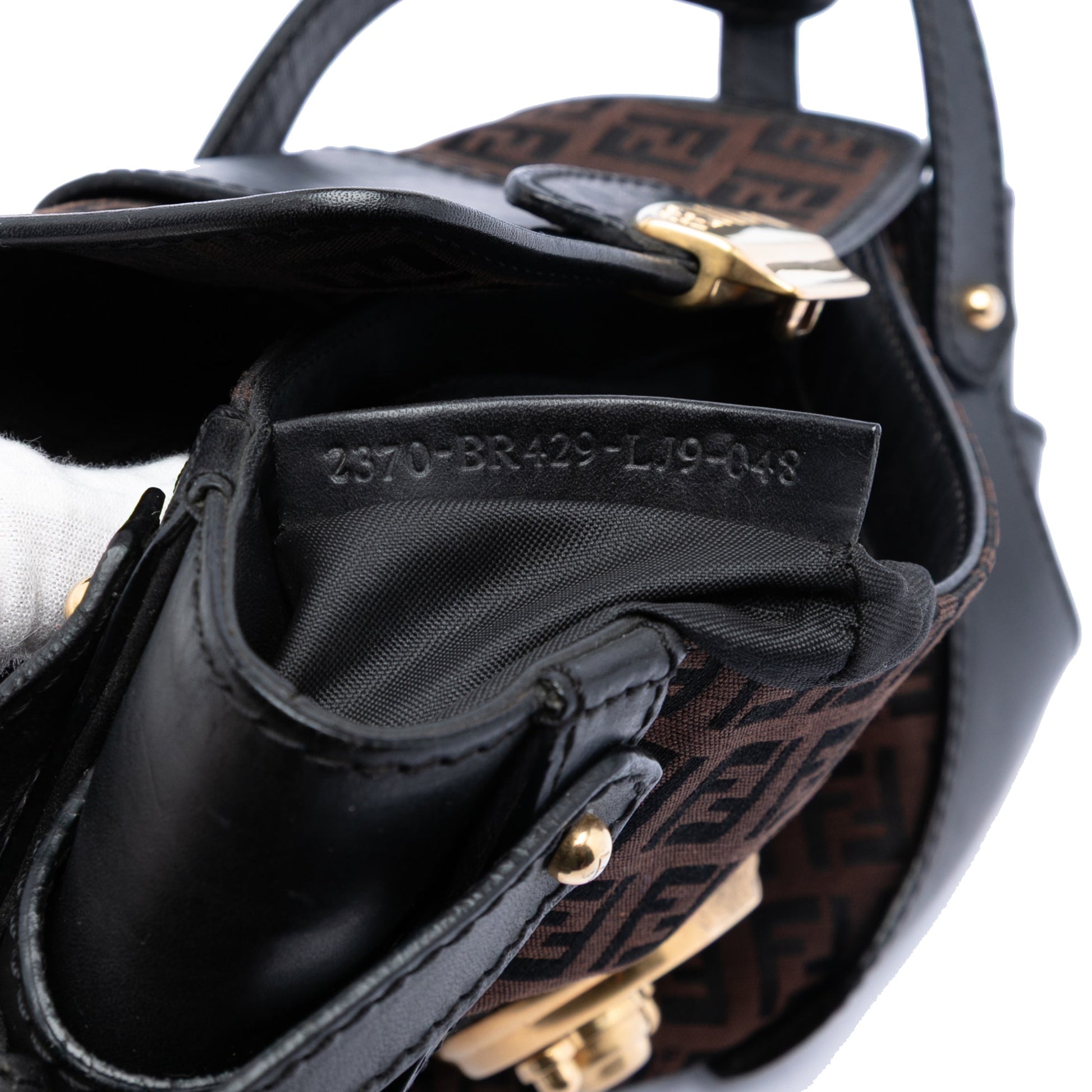 Fendi Zucchino Canvas Compilation Shoulder Bag