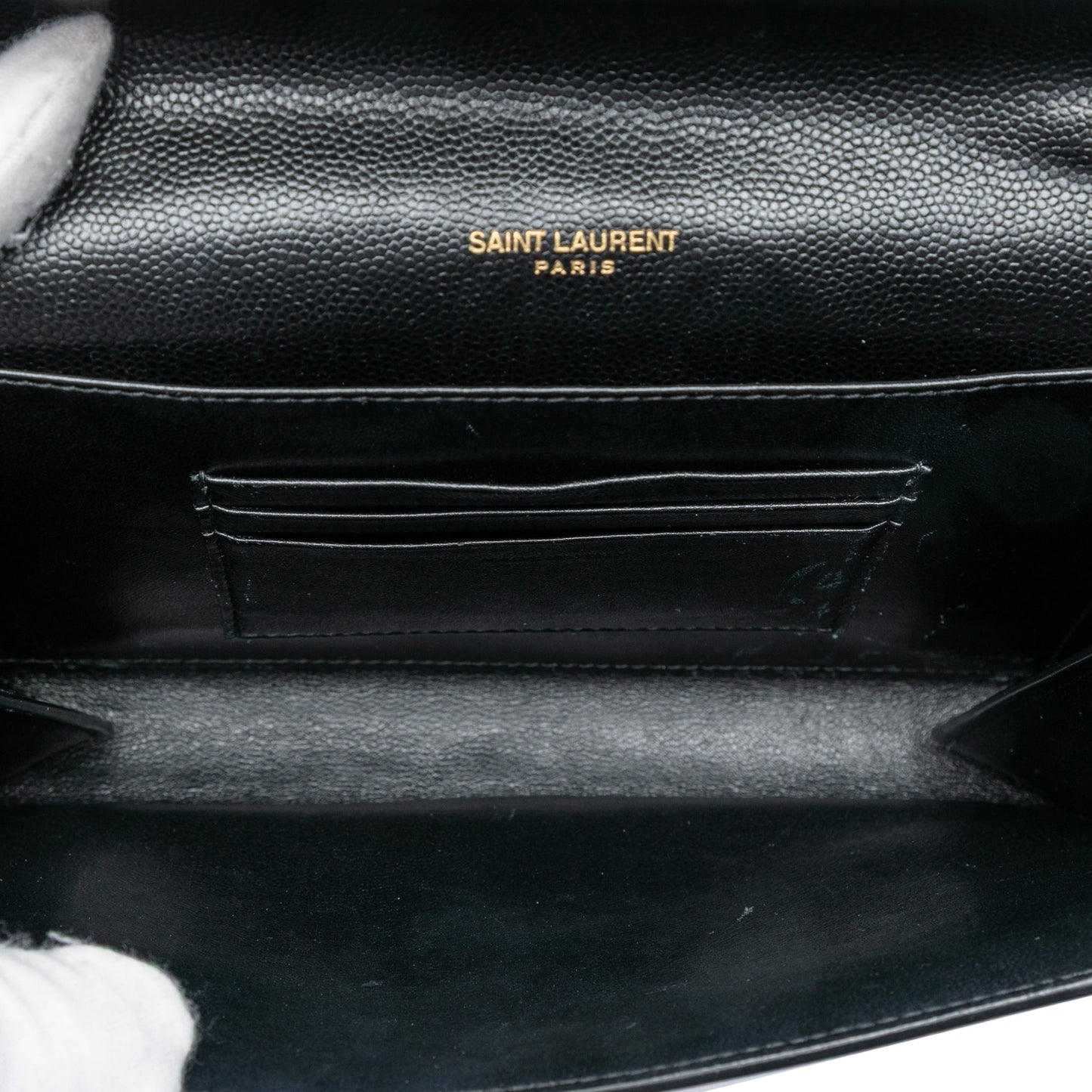 Saint Laurent Grain De Poudre Monogram Cassandra Chain Wallet