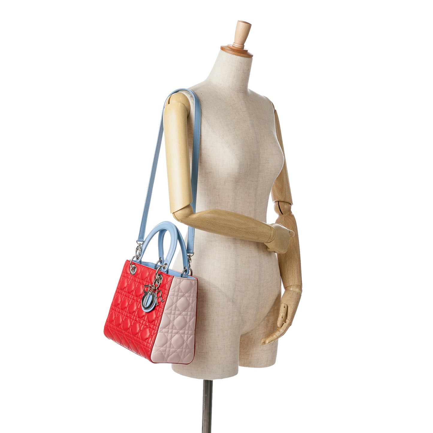 Dior Medium Tricolor Lambskin Cannage Lady Dior