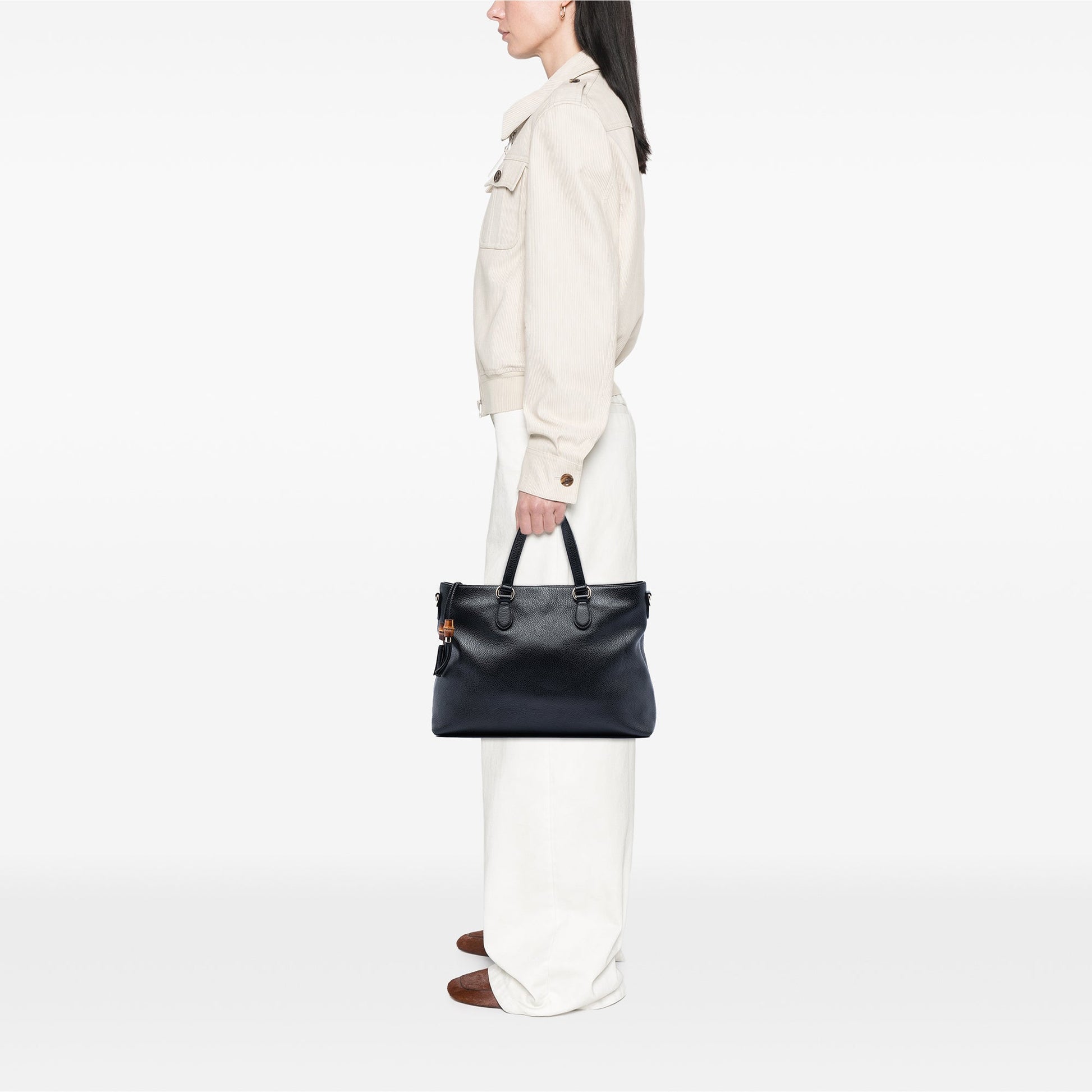 Gucci Leather Bamboo Tassel Satchel