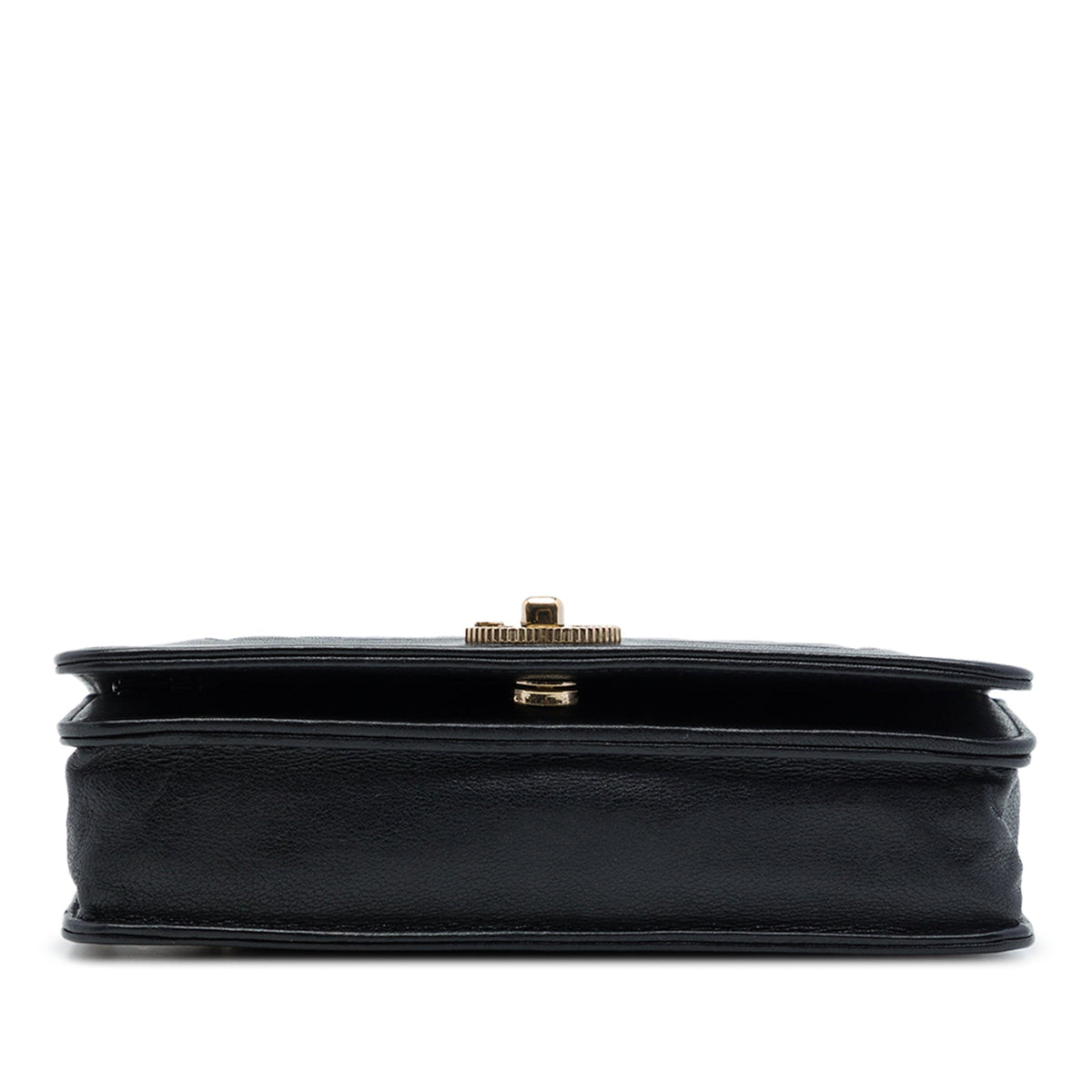 Chanel Chevron Sheepskin Mademoiselle Vintage Wallet on Chain — Black