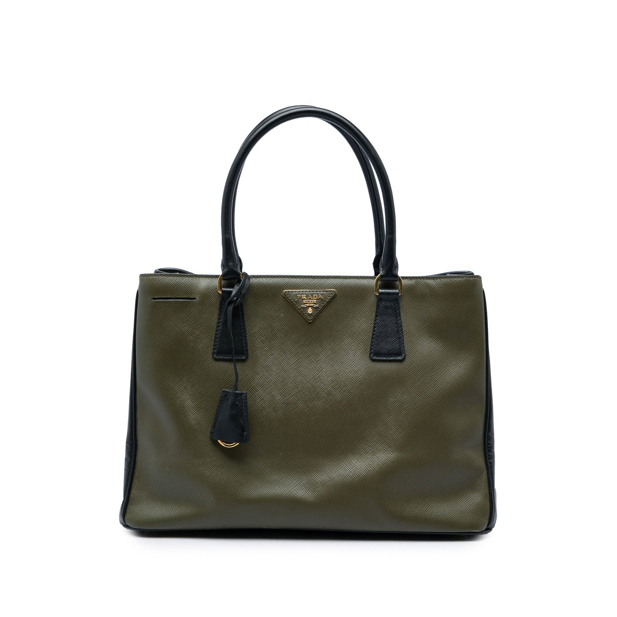Prada Small Bicolor Saffiano Lux Gardeners Tote — Green