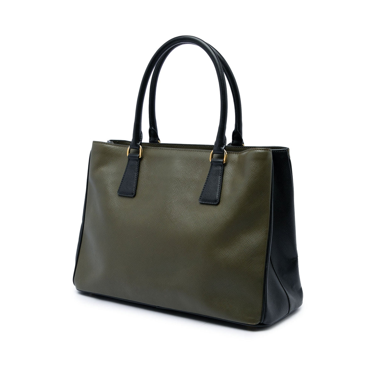 Prada Small Bicolor Saffiano Lux Gardeners Tote — Green