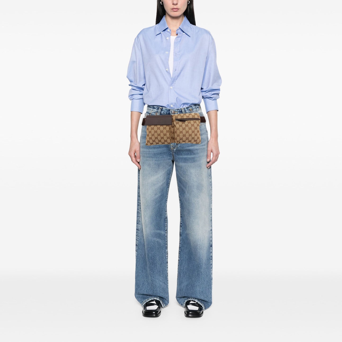 Gucci GG Canvas Double Pocket Belt Bag
