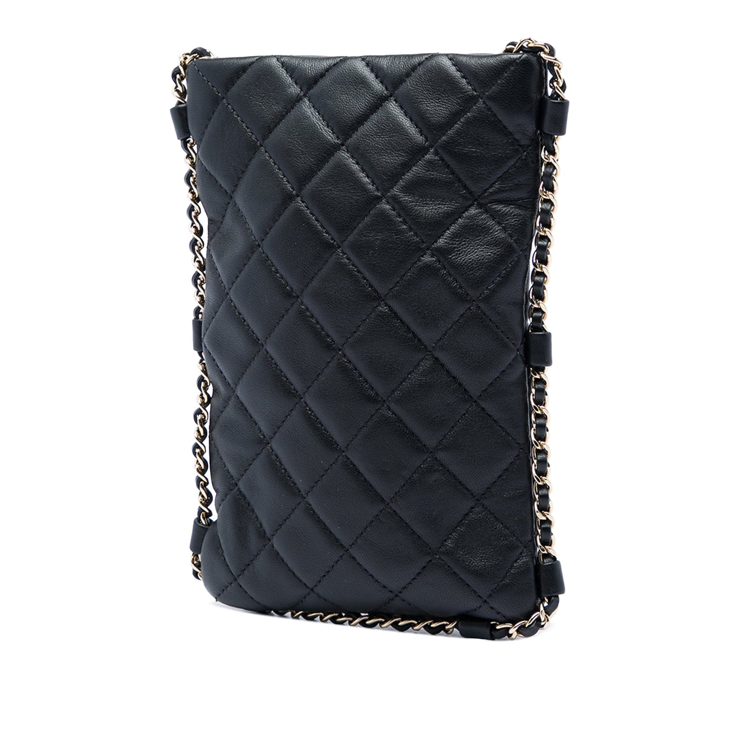 Chanel CC Quilted Lambskin Chain Around Phone Holder Crossbody
