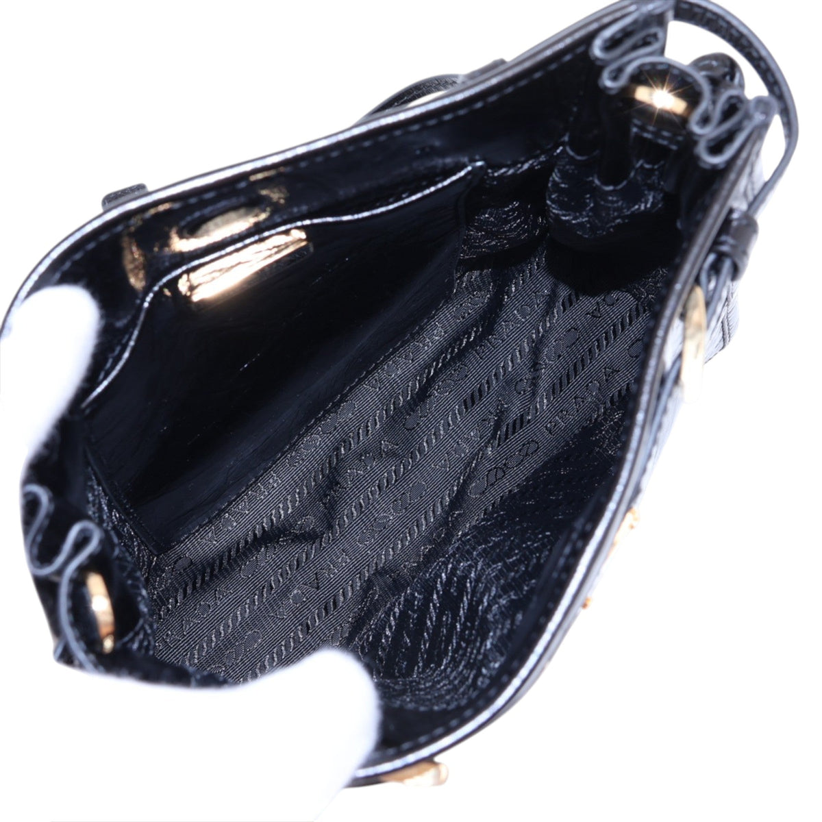 Prada Crinkled Calfskin Crossbody — Black