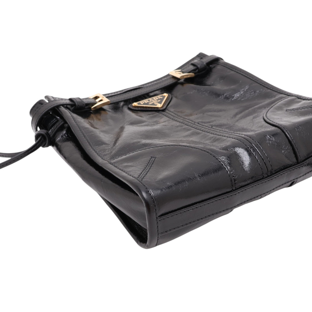 Prada Crinkled Calfskin Crossbody — Black
