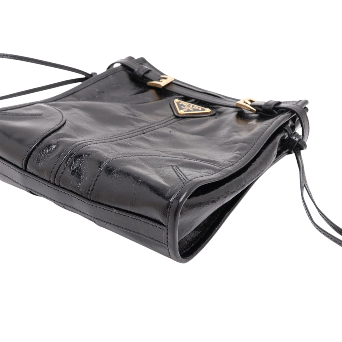 Prada Crinkled Calfskin Crossbody — Black