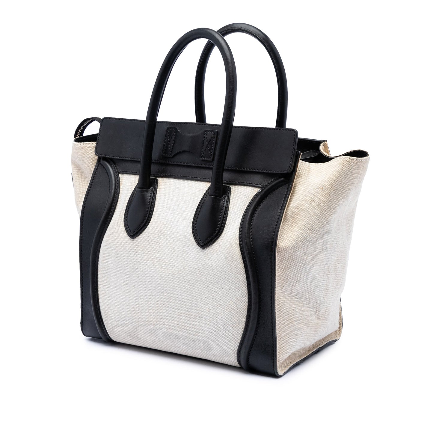 Celine Mini Bicolor Canvas and Leather Luggage Tote