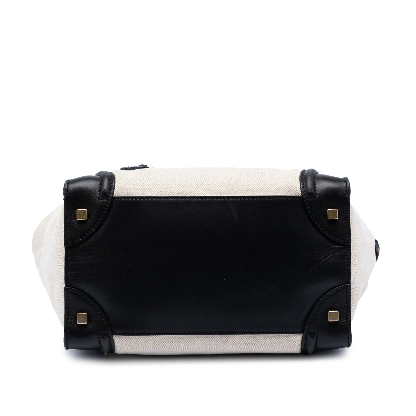 Celine Mini Bicolor Canvas and Leather Luggage Tote