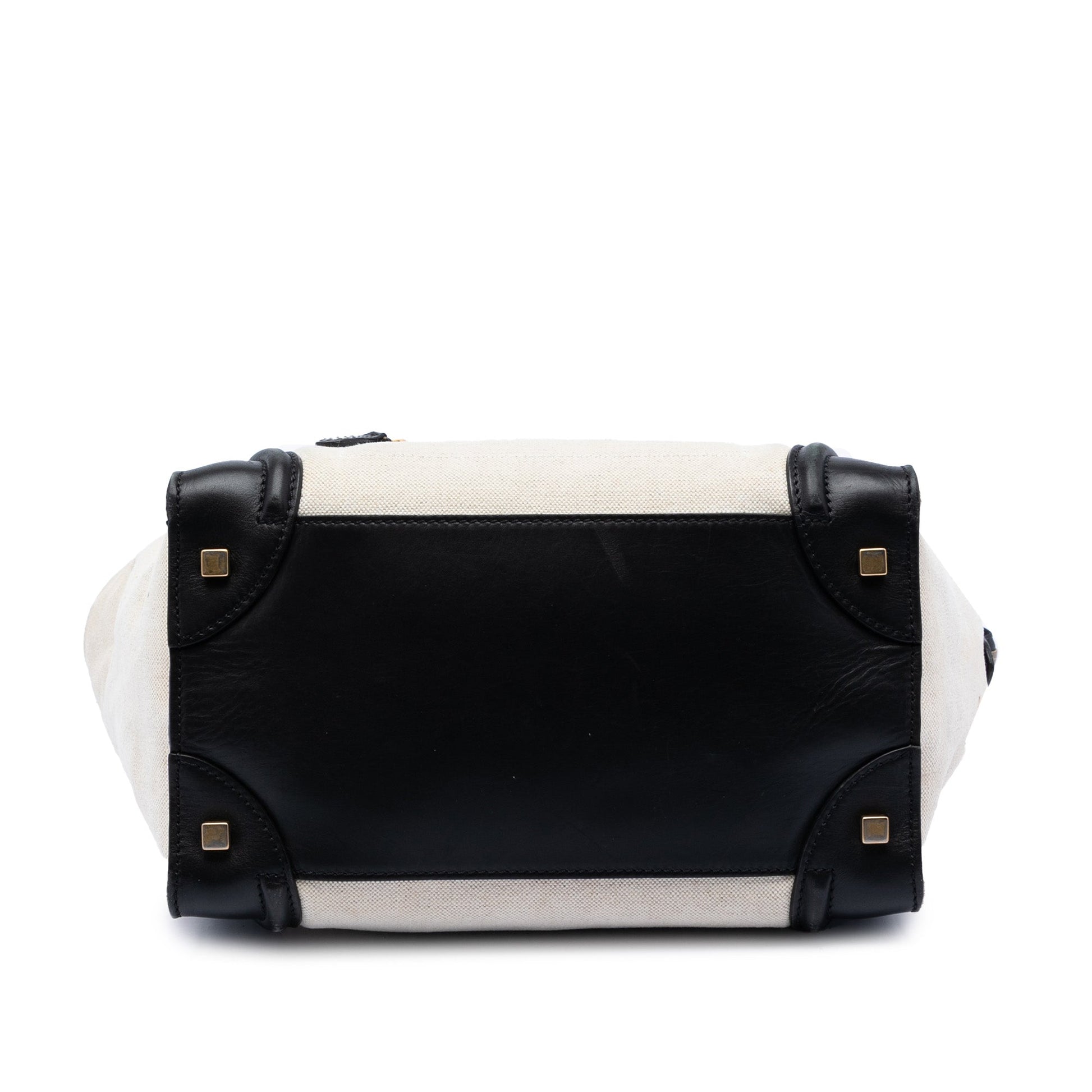 Celine Mini Bicolor Canvas and Leather Luggage Tote