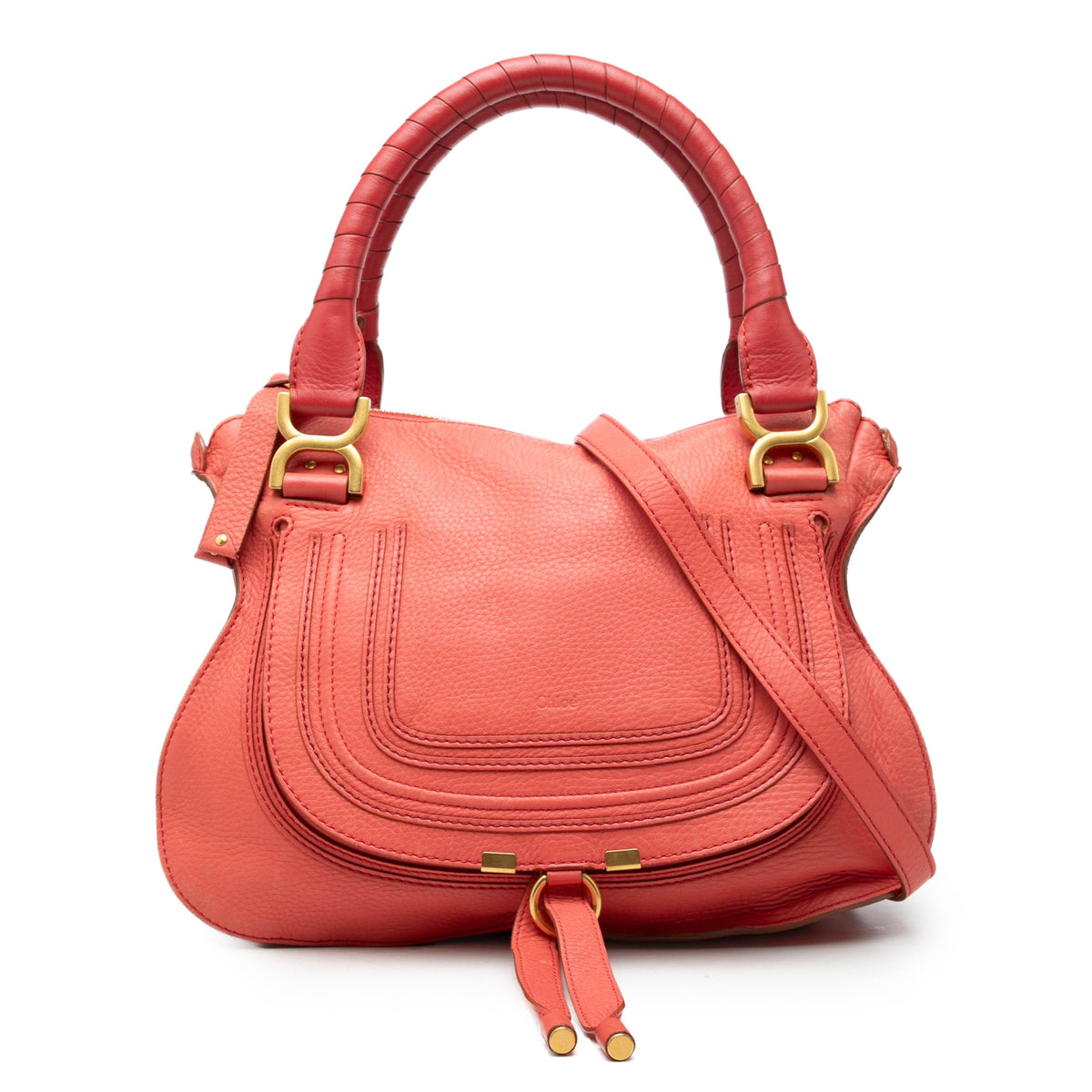 Chloé Medium Leather Marcie Satchel — Pink
