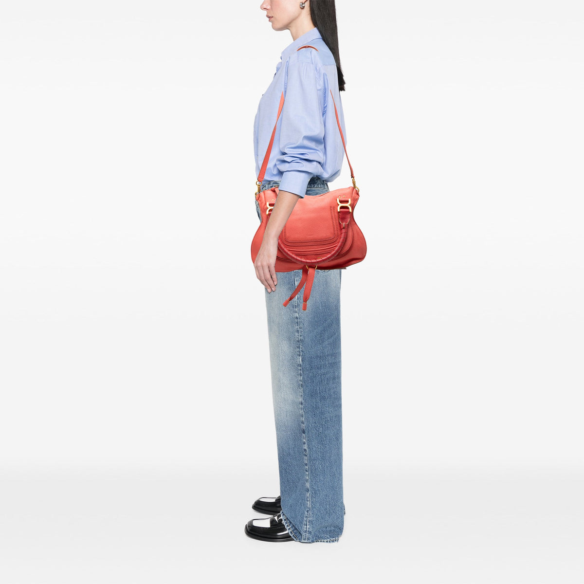 Chloé Medium Leather Marcie Satchel — Pink