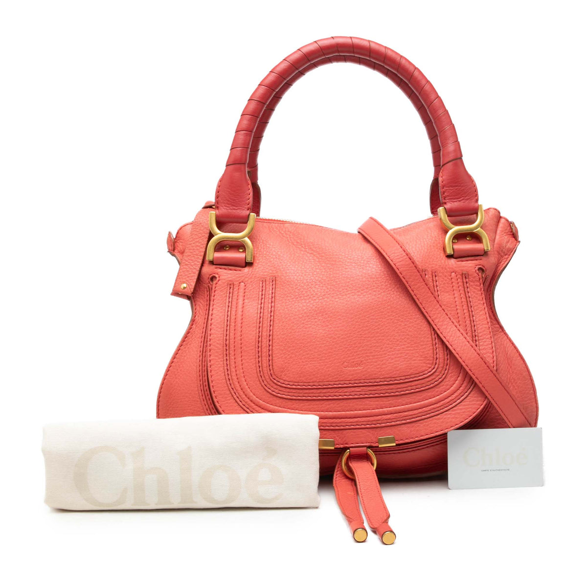 Chloé Medium Leather Marcie Satchel — Pink