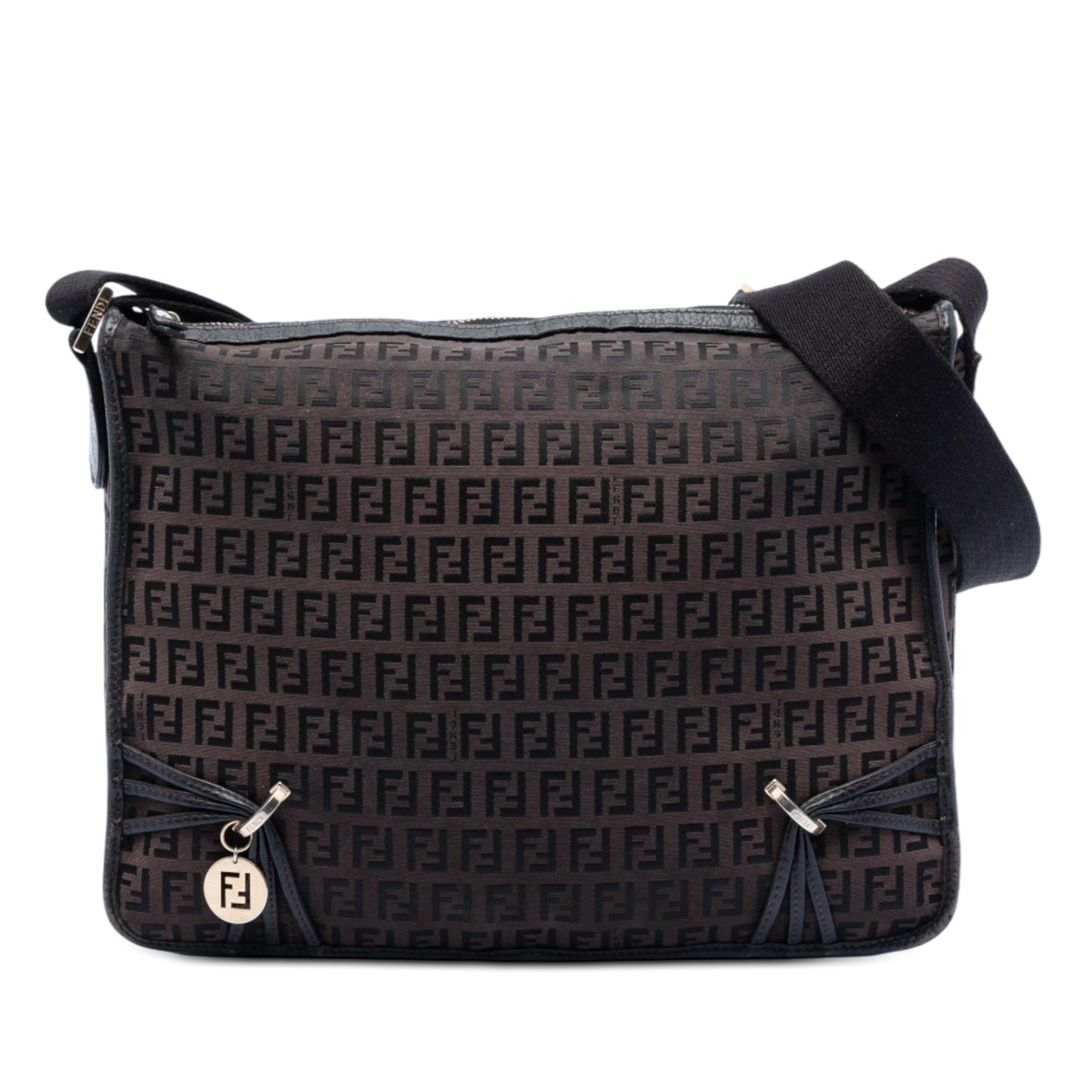 Fendi Zucchino Canvas F Charm Crossbody